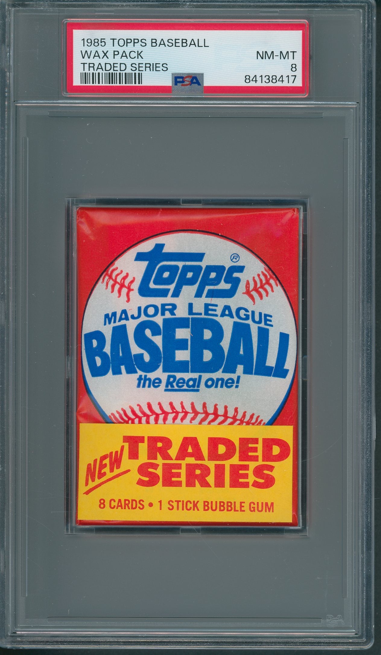 1985 Topps Baseball Traded Unopened Wax Pack PSA 8