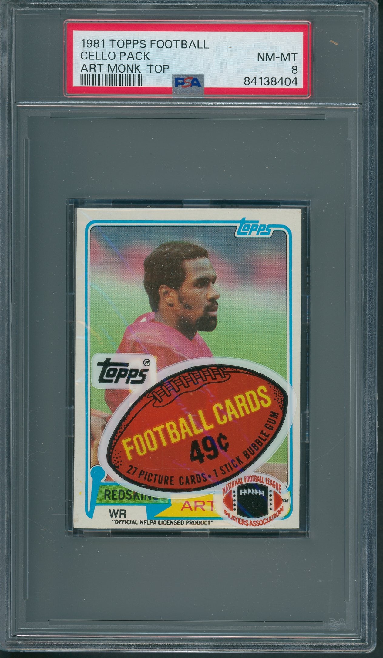 1981 Topps Football Unopened Cello Pack PSA 8 Monk Top *8404