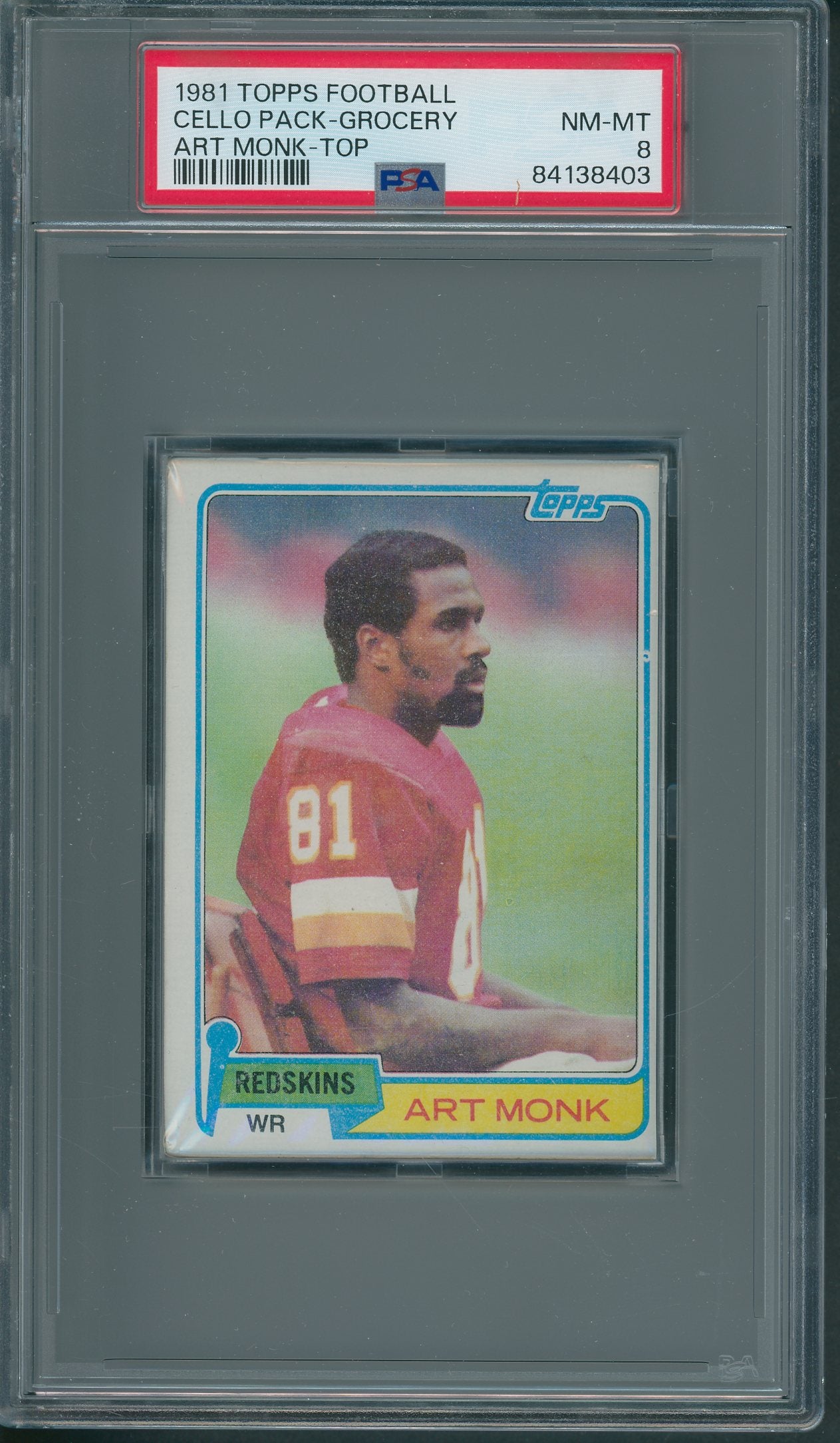 1981 Topps Football Unopened Grocery Cello Pack PSA 8 Monk Top *8403