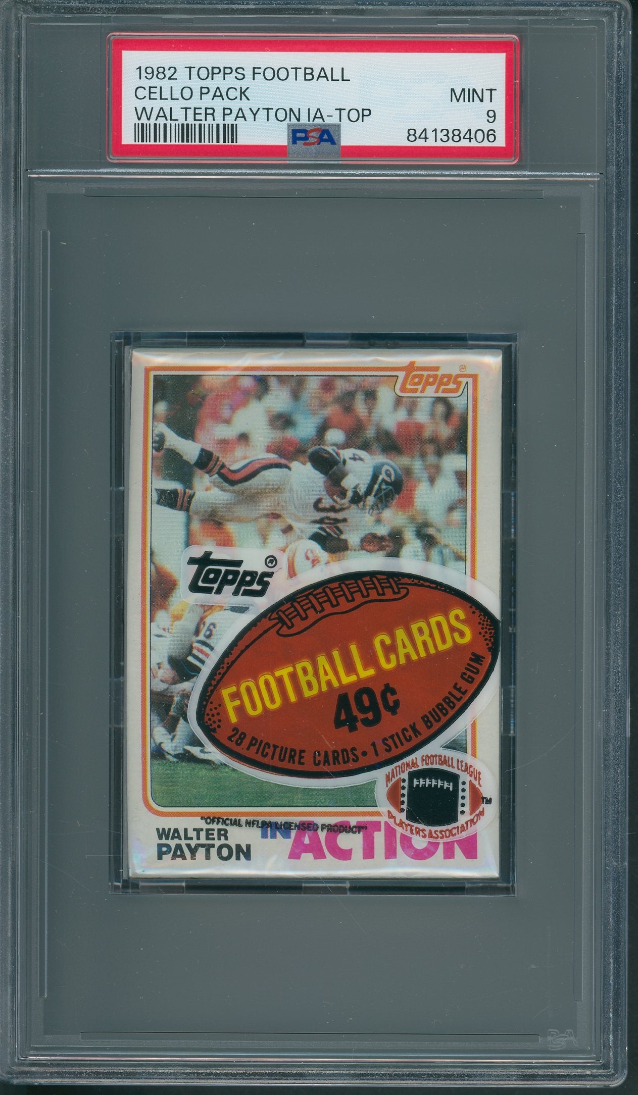 1982 Topps Football Unopened Cello Pack PSA 9 Payton IA Top *8406