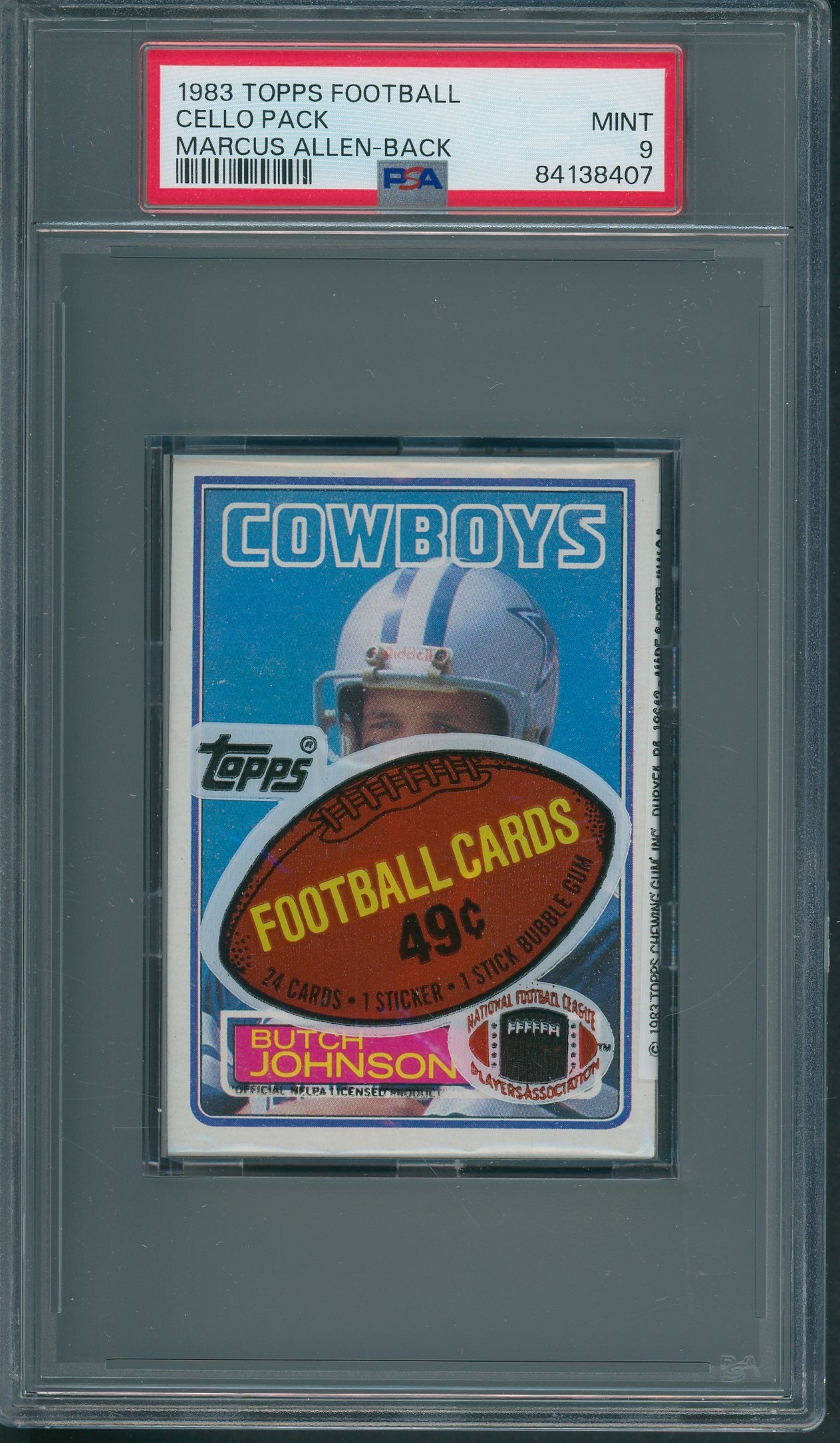 1983 Topps Football Unopened Cello Pack PSA 9 Allen Back *8407