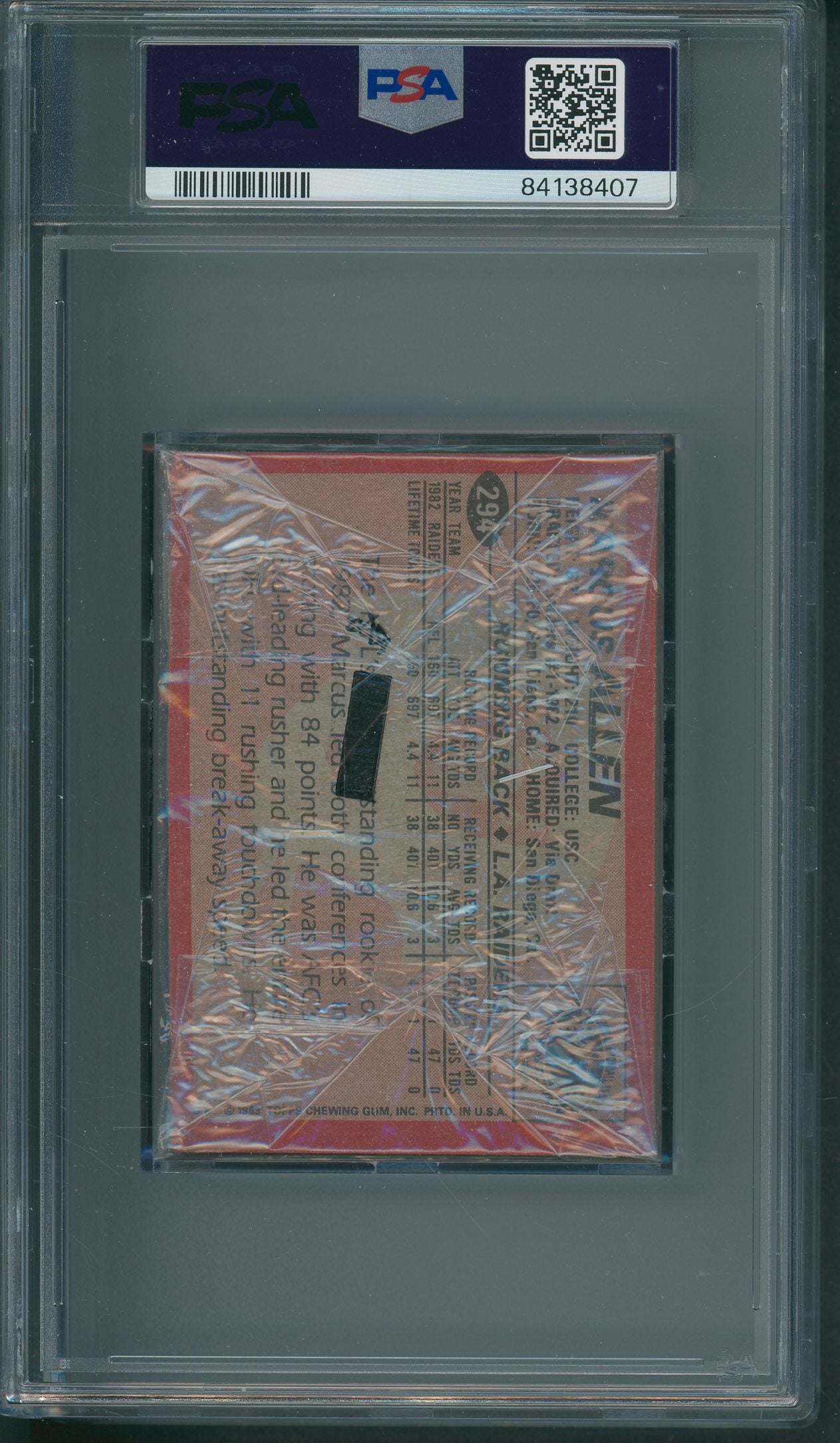 1983 Topps Football Unopened Cello Pack PSA 9 Allen Back *8407