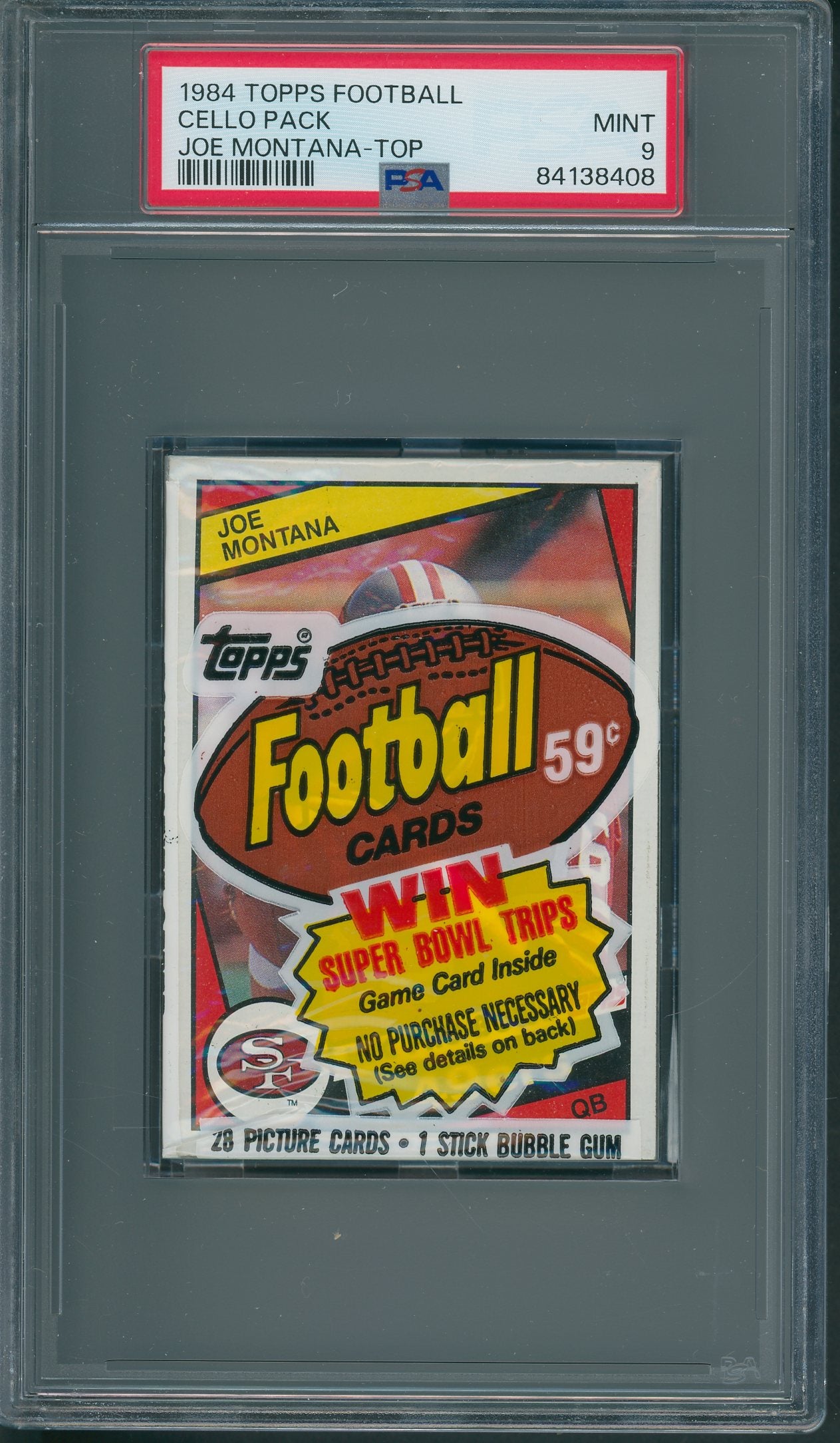 1984 Topps Football Unopened Cello Pack PSA 9 Montana Top *8408