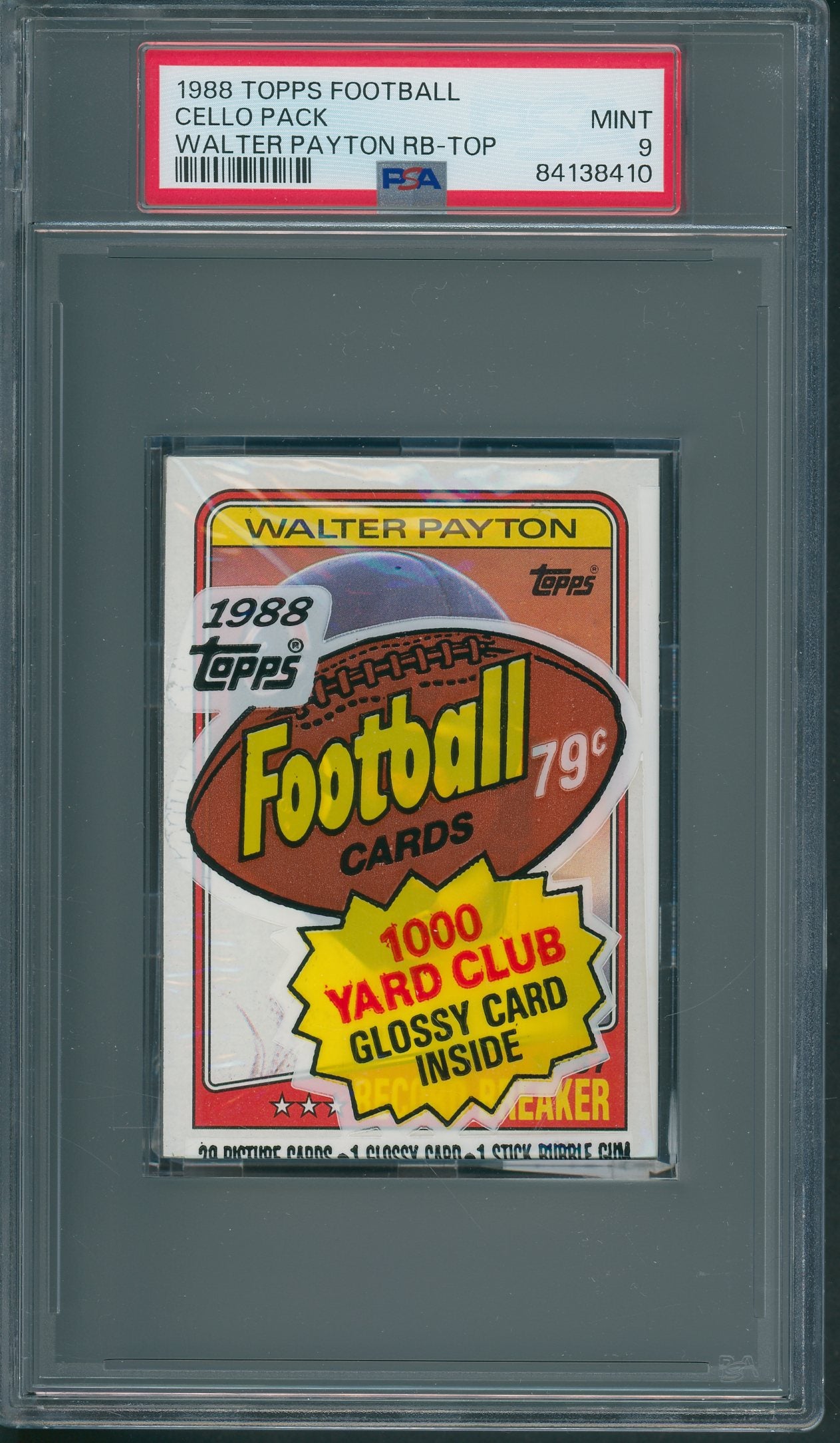 1988 Topps Football Unopened Cello Pack PSA 9 Payton RB Top *8410