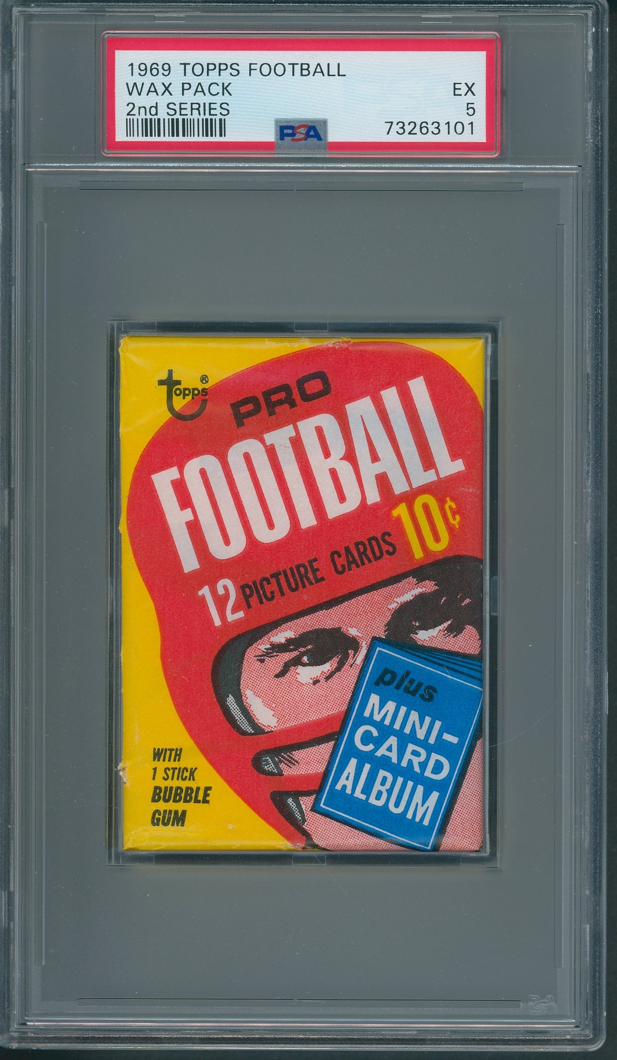 1969 Topps Football Unopened 2nd Series Wax Pack PSA 5