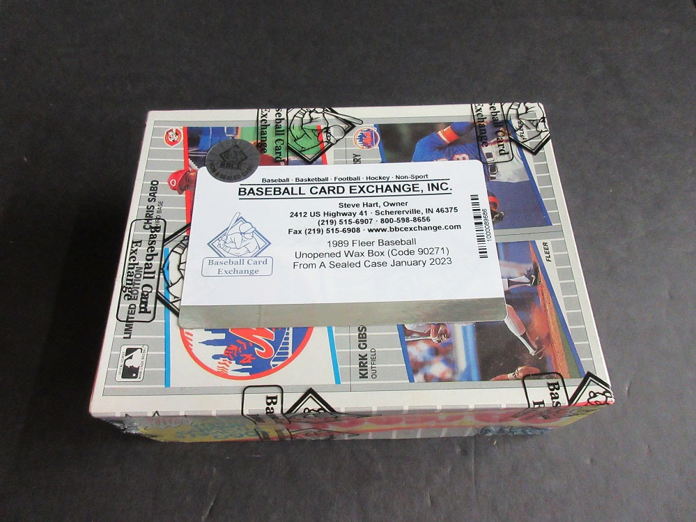 1989 Fleer Baseball Unopened Wax Box (FASC) (Code 90271)