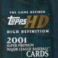 2001 Topps HD High Definition Baseball Unopened Pack (Pre-Priced) (4)
