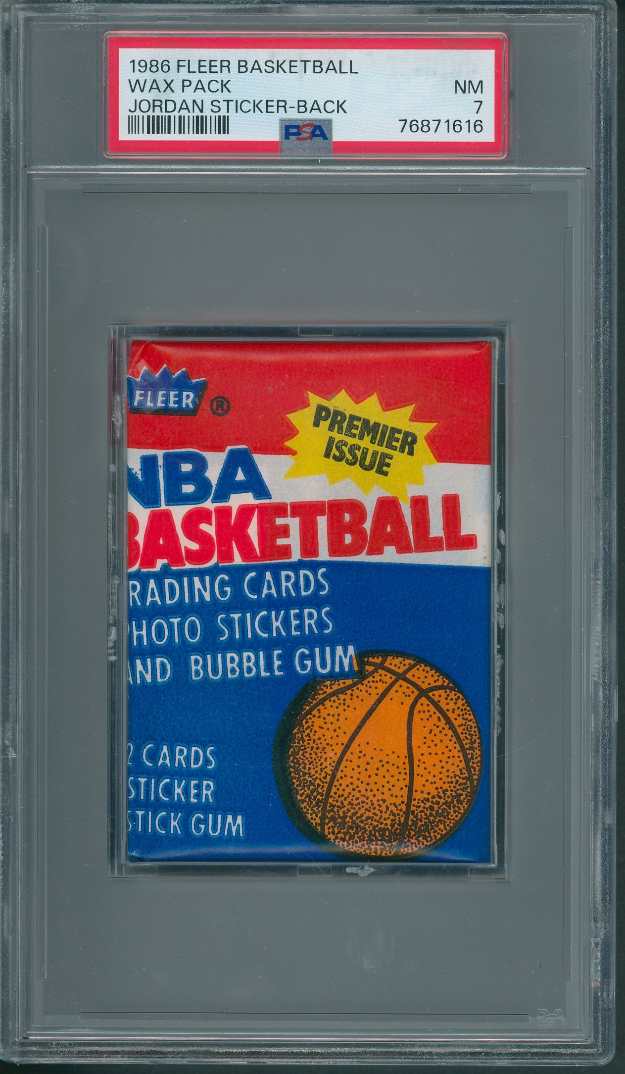 1986 1986/87 Fleer Basketball Unopened Wax Pack PSA 7 (Jordan Sticker Back) (*1616)