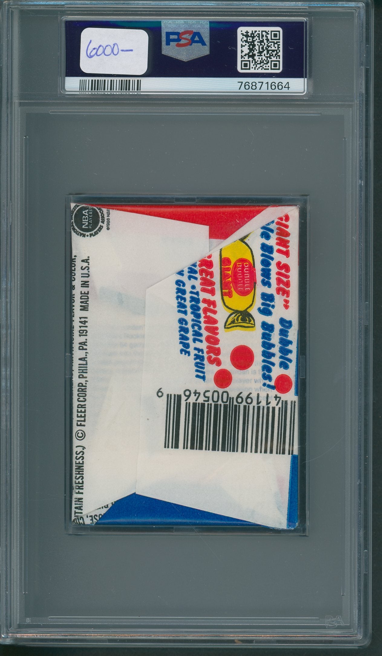 1986 1986/87 Fleer Basketball Unopened Wax Pack PSA 7 (Ewing Top) (Jordan Sticker Back) (*1664)