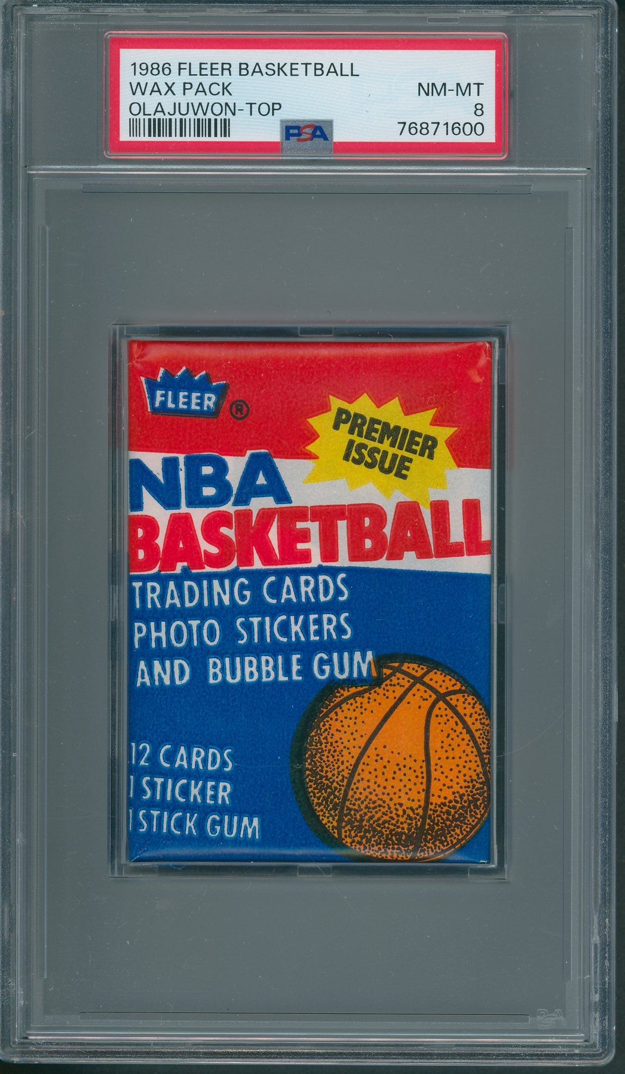 1986 1986/87 Fleer Basketball Unopened Wax Pack PSA 8 Olajuwon Top *1600