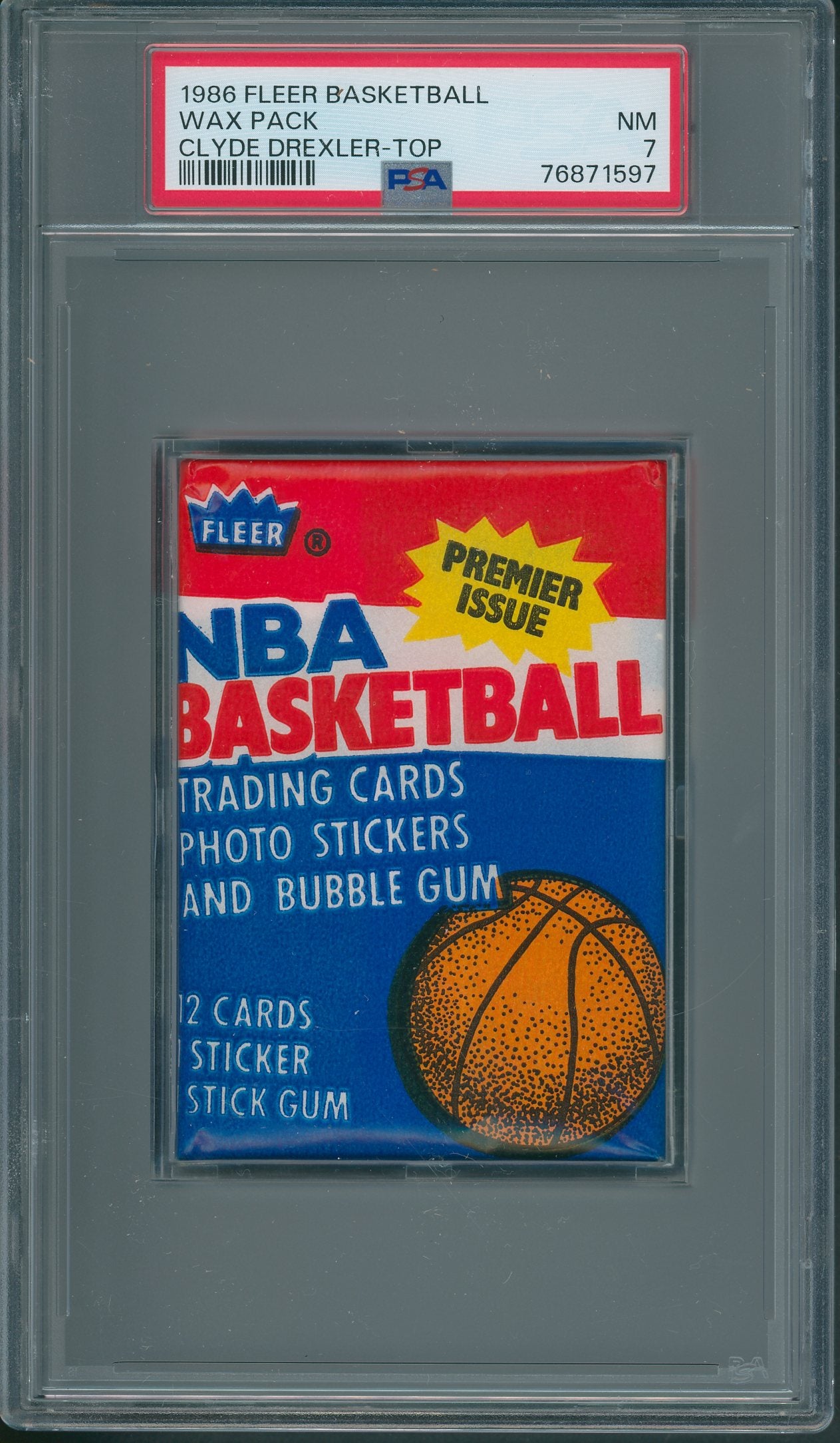 1986 1986/87 Fleer Basketball Unopened Wax Pack PSA 7 Drexler Top *1597