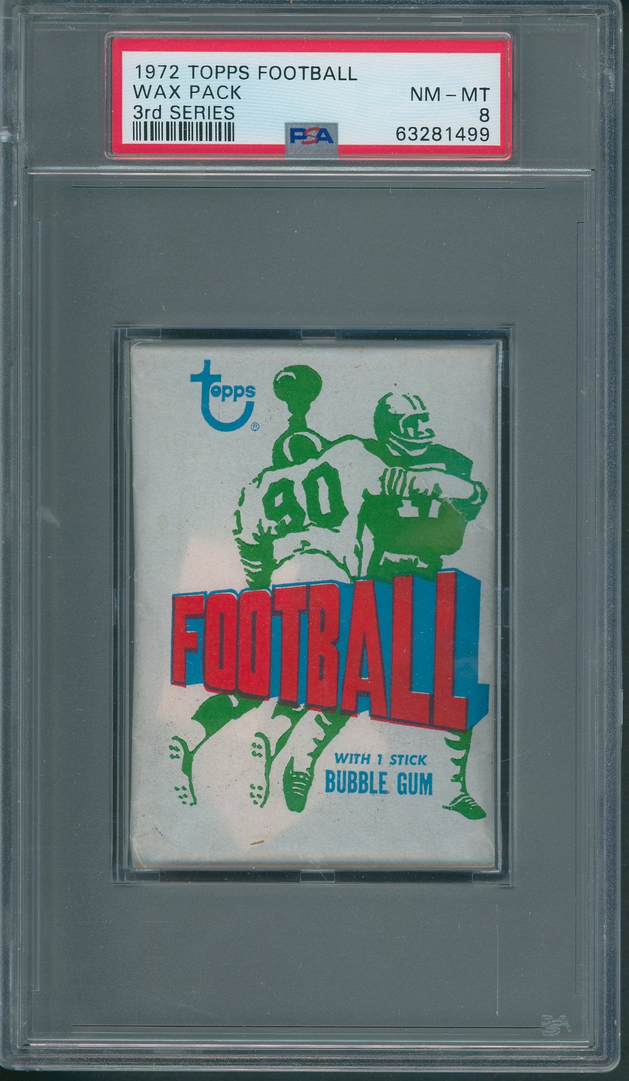 1972 Topps Football Unopened 3rd Series Wax Pack PSA 8 *1499