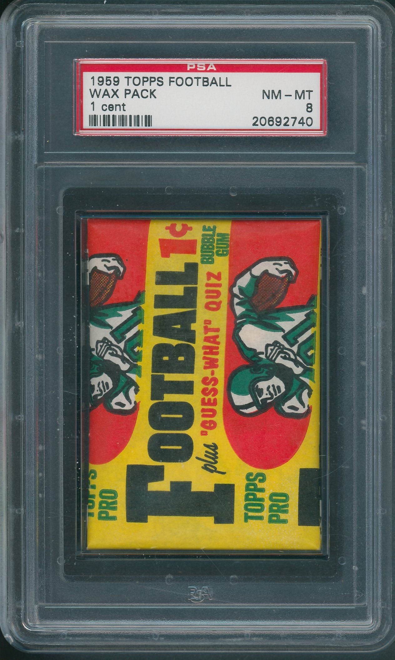 1959 Topps Football Unopened 1 Cent Wax Pack PSA 8 (*2740)