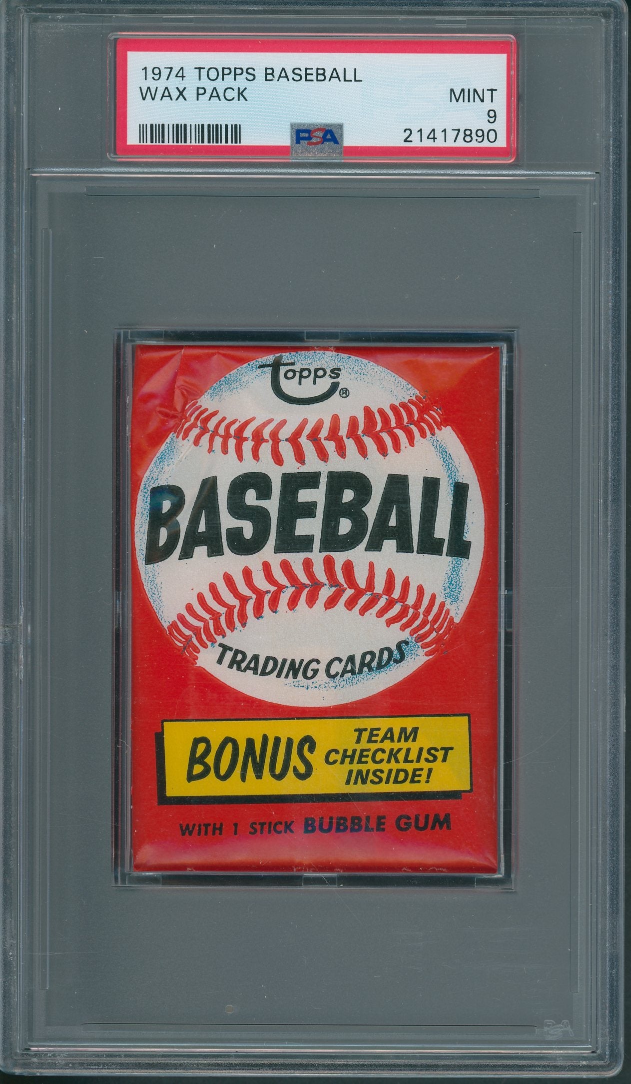 1974 Topps Baseball Unopened Wax Pack PSA 9 *7890