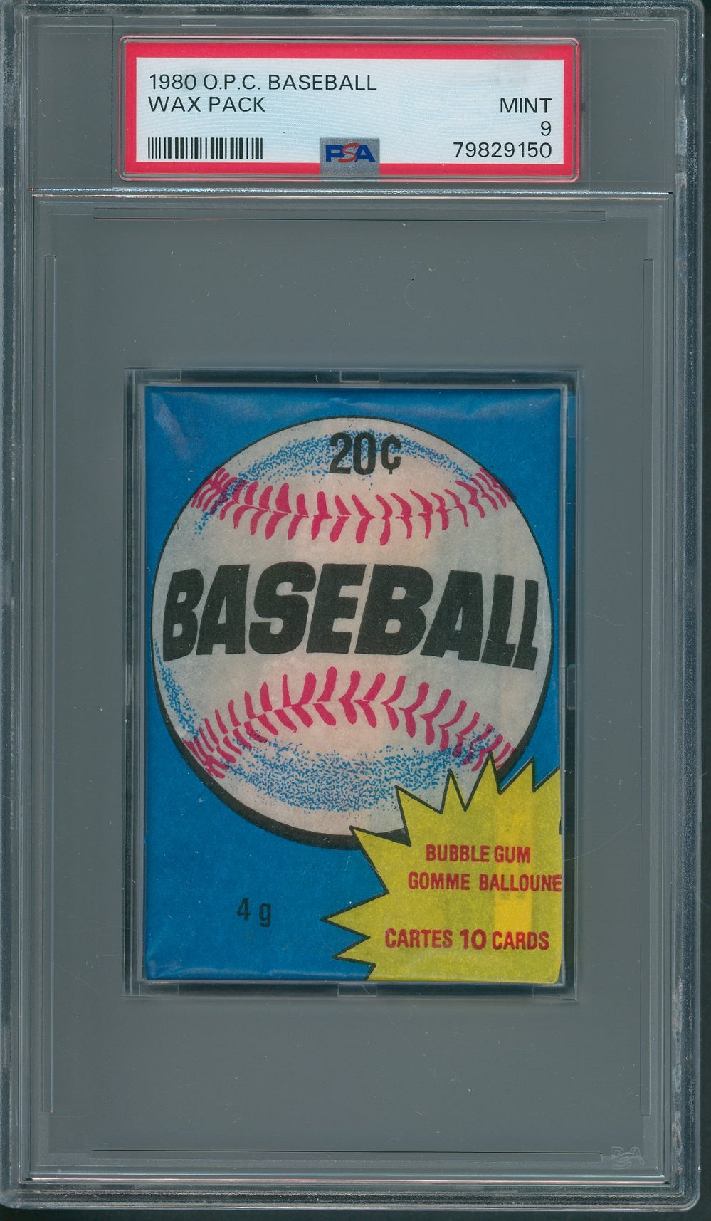 1980 OPC O-Pee-Chee Baseball Unopened Wax Pack PSA 9 *9150