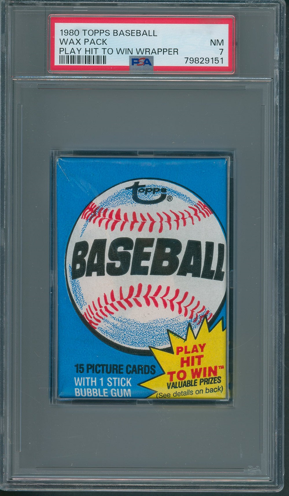 1980 Topps Baseball Unopened Wax Pack PSA 7 (Play Hit To Win) *9151