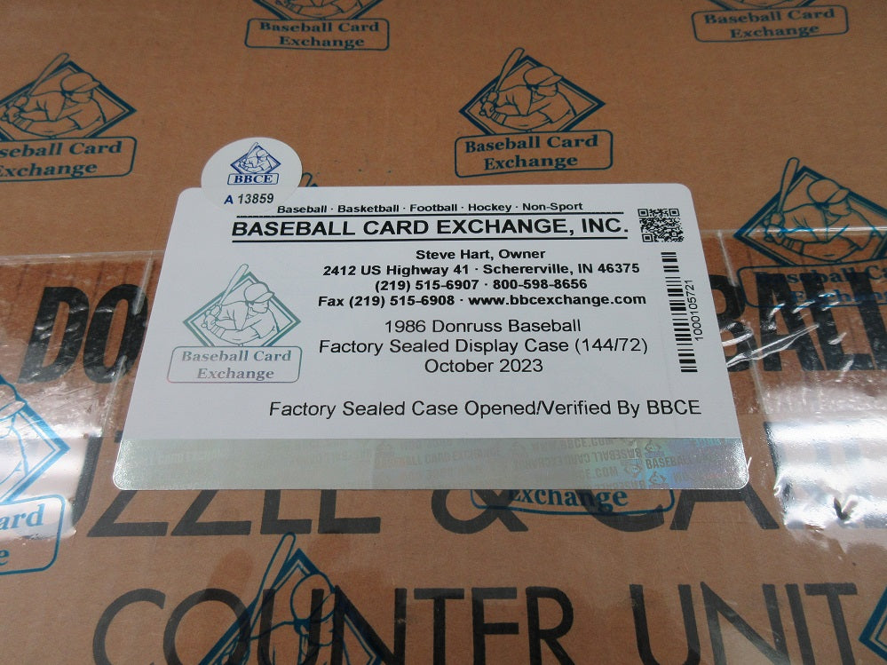 1986 Donruss Baseball Display Case (144/72) (Factory Sealed) (BBCE) (A13859)