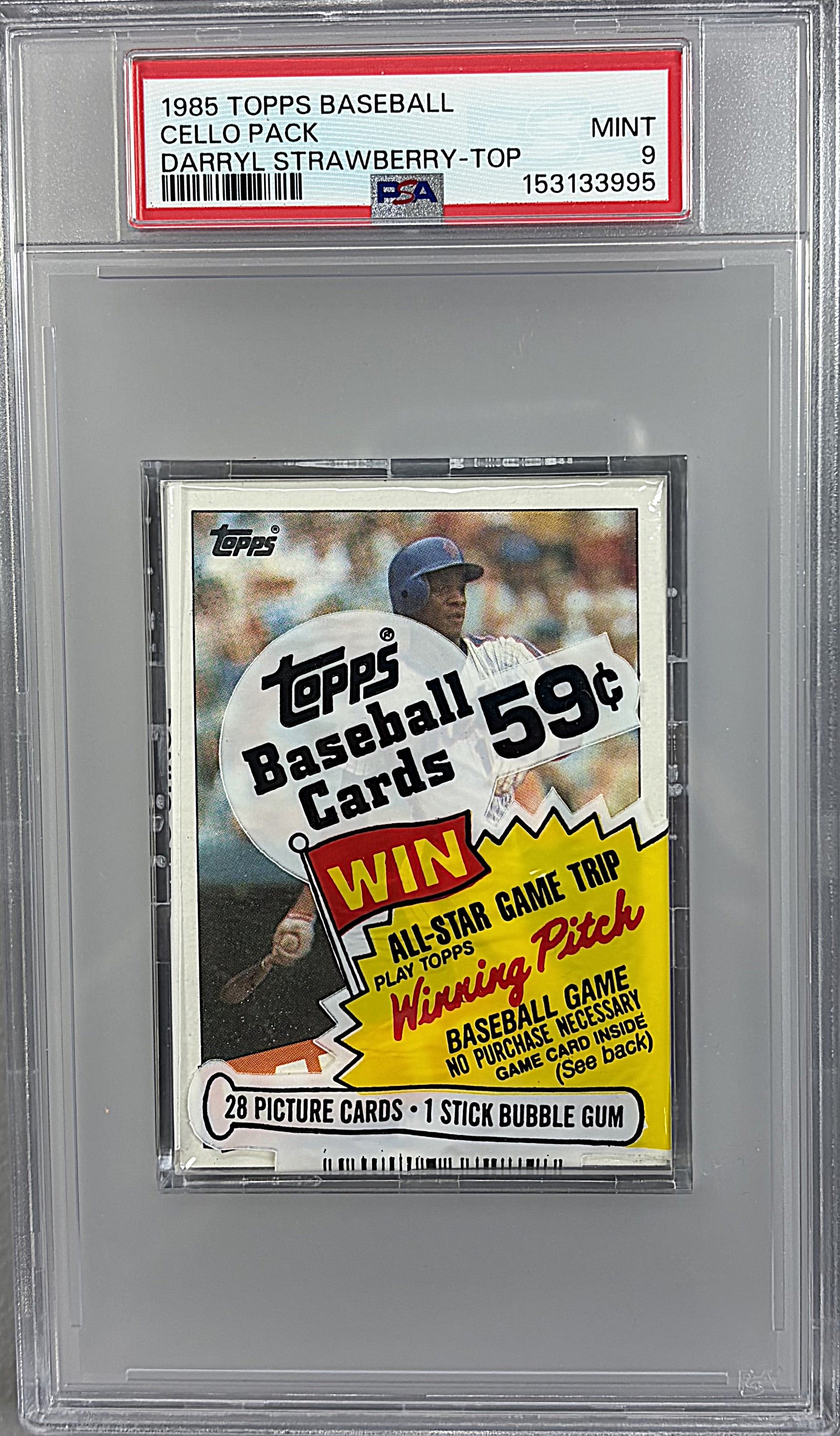 1984 Topps Baseball Unopened Cello Pack PSA 9 D. Strawberry RC Top *3995