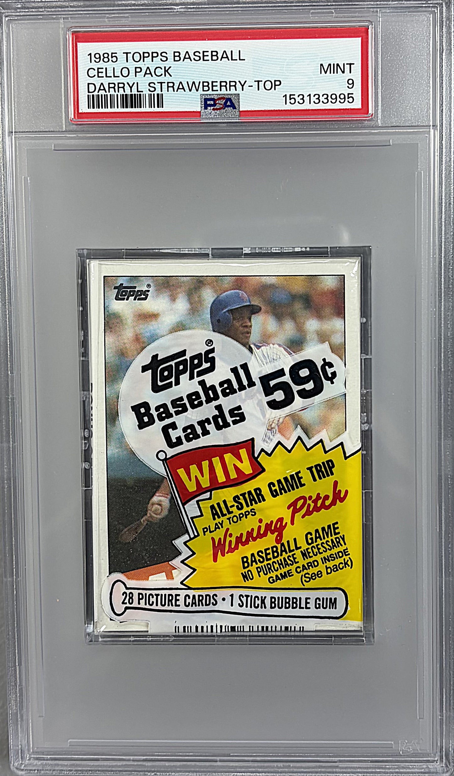 1984 Topps Baseball Unopened Cello Pack PSA 9 D. Strawberry RC Top *3995