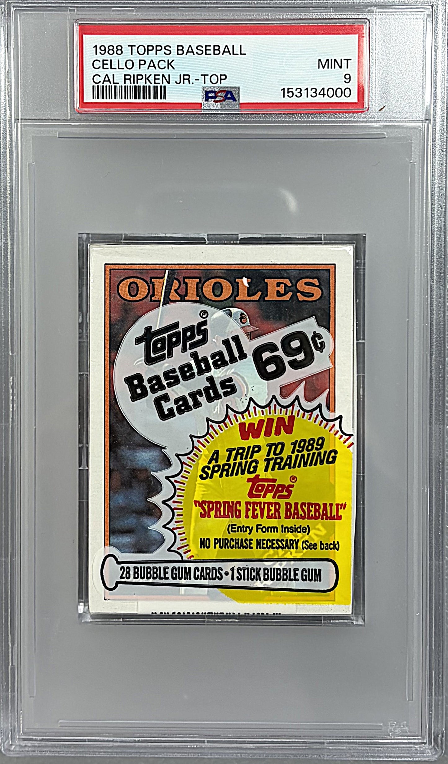 1988 Topps Baseball Unopened Cello Pack PSA 9 C. Ripken Jr. Top *4000