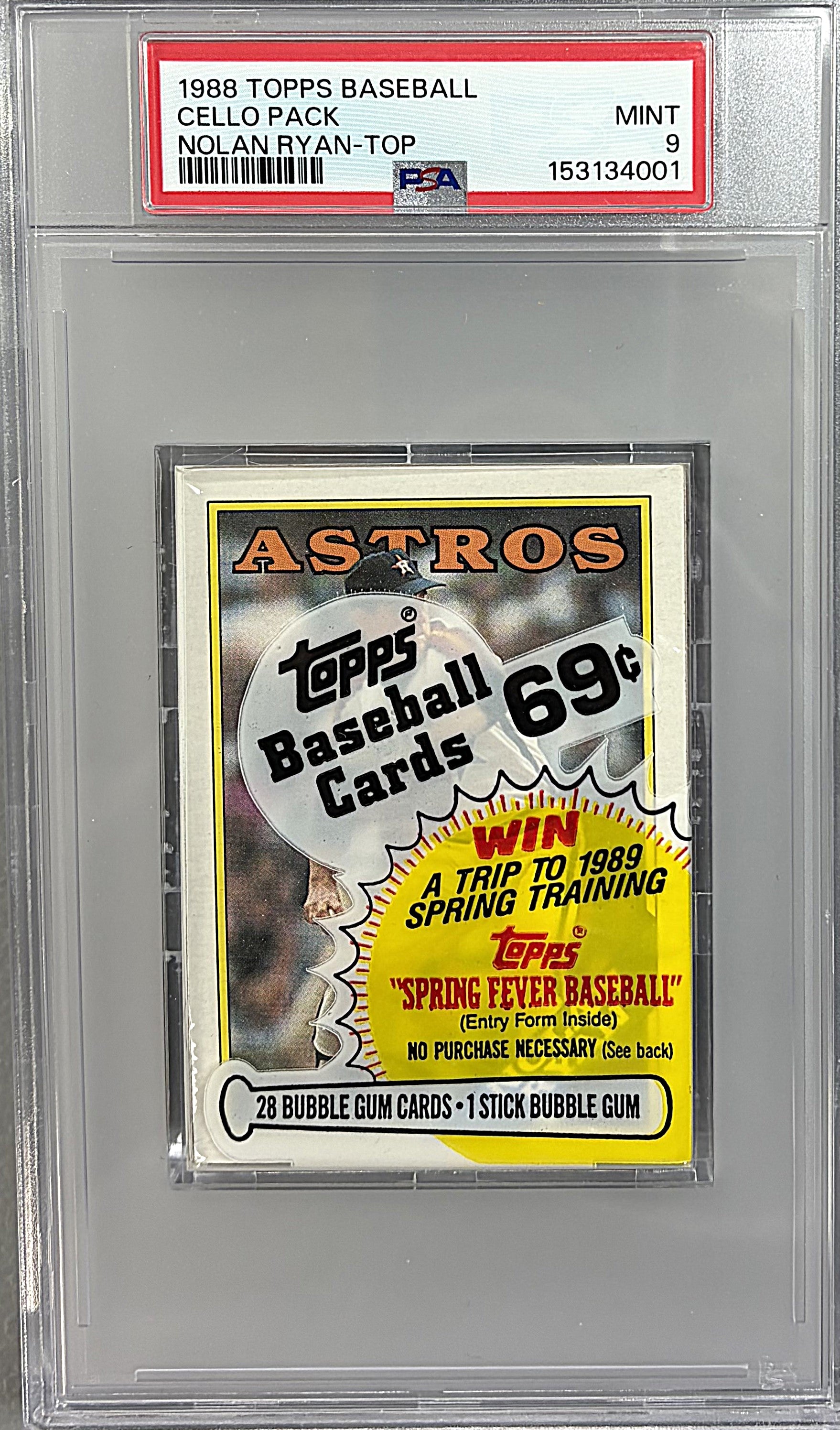 1988 Topps Baseball Unopened Cello Pack PSA 9 N. Ryan Top *4001