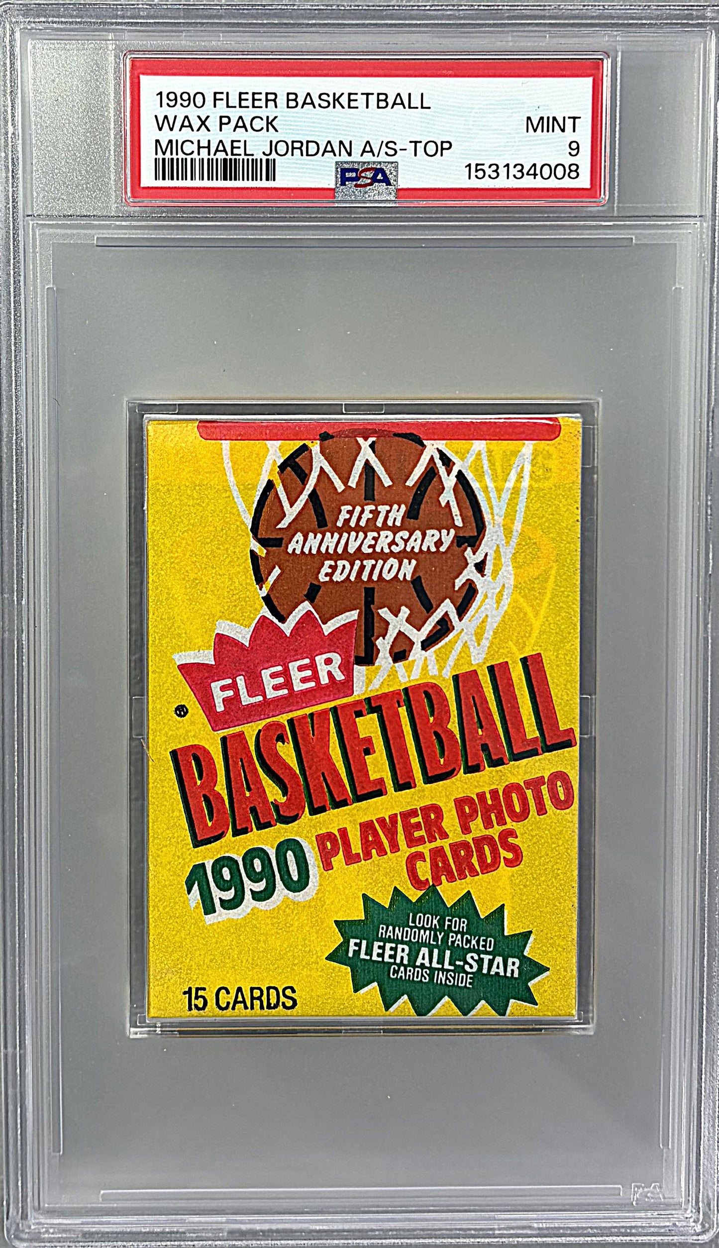 1990/91 Fleer Basketball Unopened Wax Pack PSA 9 M. Jordan A/S Top *4008