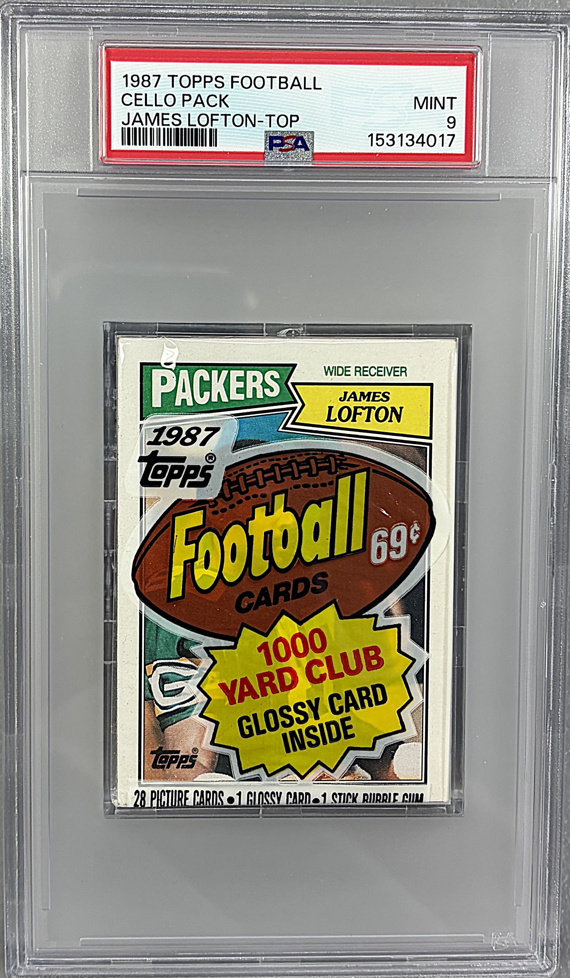 1987 Topps Football Unopened Cello Pack PSA 9 J. Lofton Top *4017