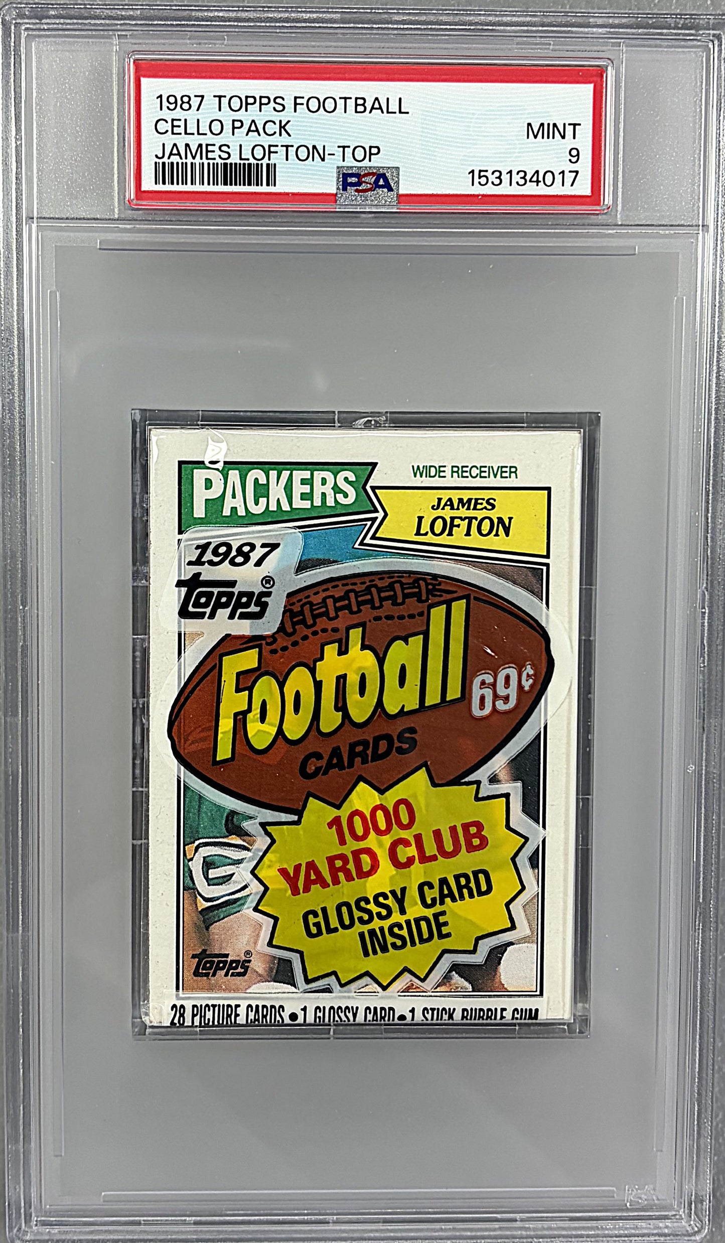1987 Topps Football Unopened Cello Pack PSA 9 J. Lofton Top *4017