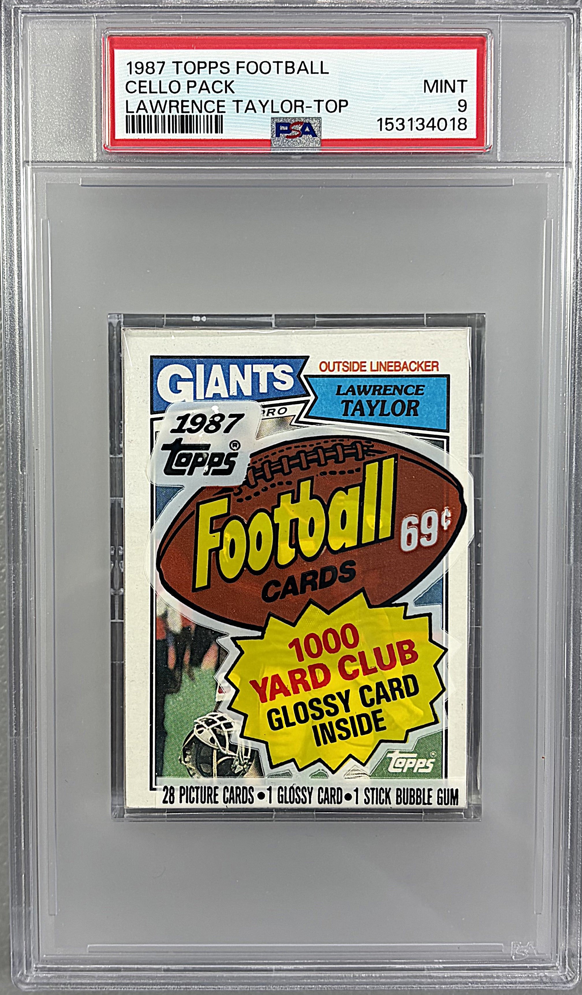 1987 Topps Football Unopened Cello Pack PSA 9 L. Taylor Top *4018