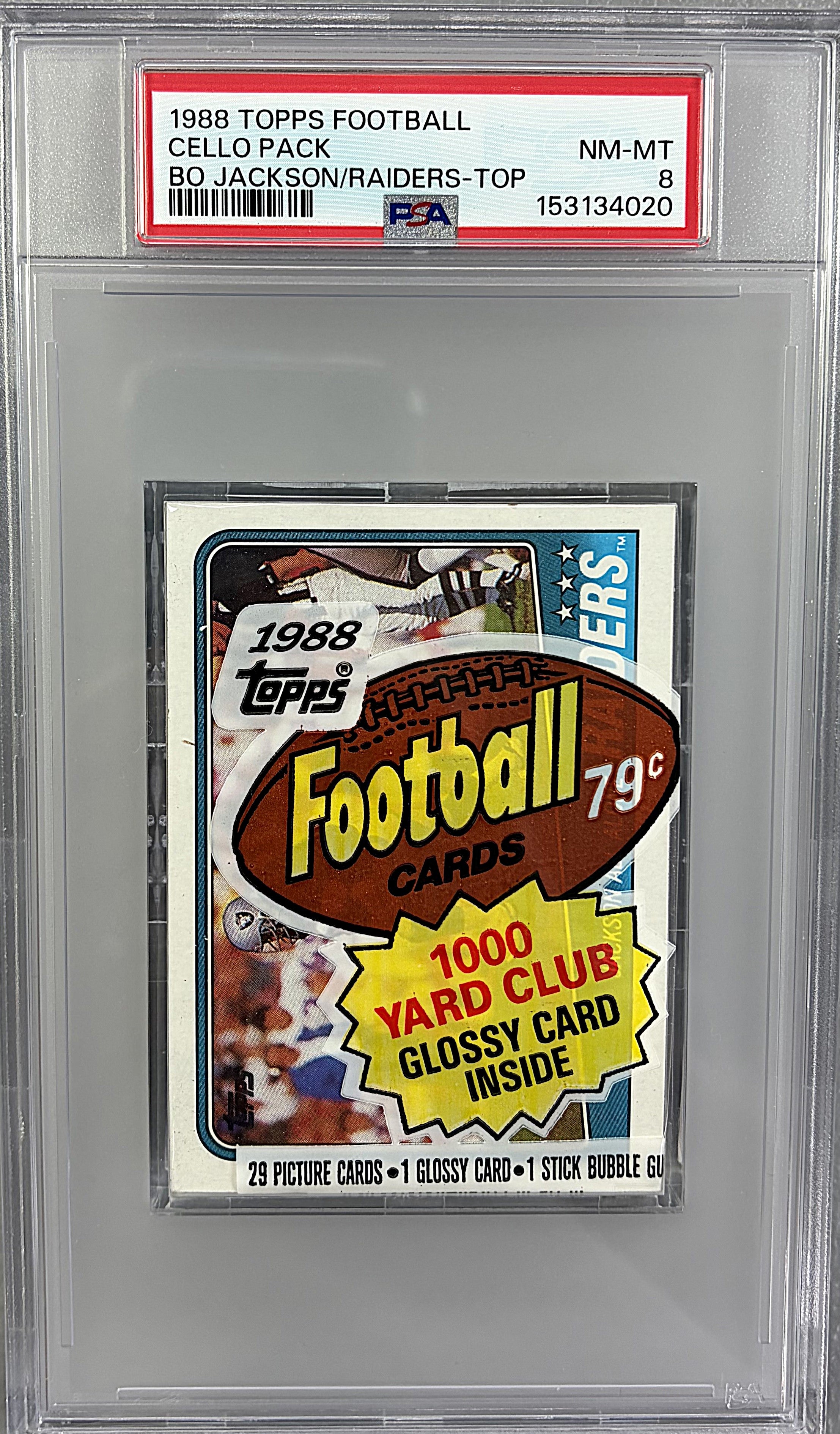 1988 Topps Football Unopened Cello Pack PSA 8 Bo Jackson/Raiders Top *4020