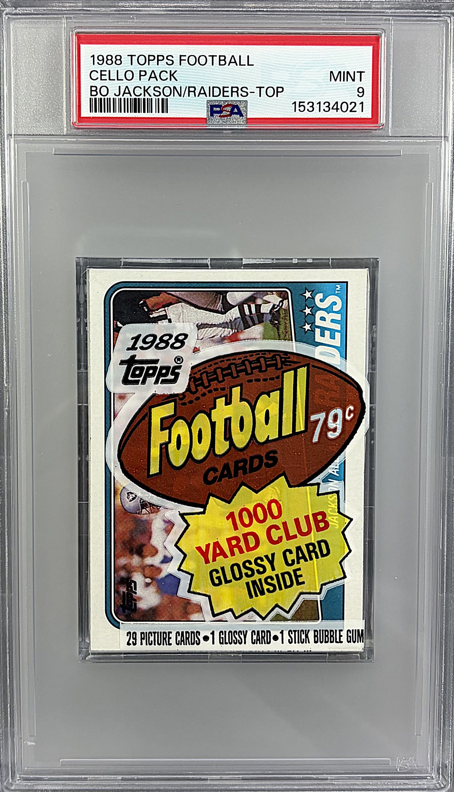 1988 Topps Football Unopened Cello Pack PSA 9 Bo Jackson/Raiders Top *4021