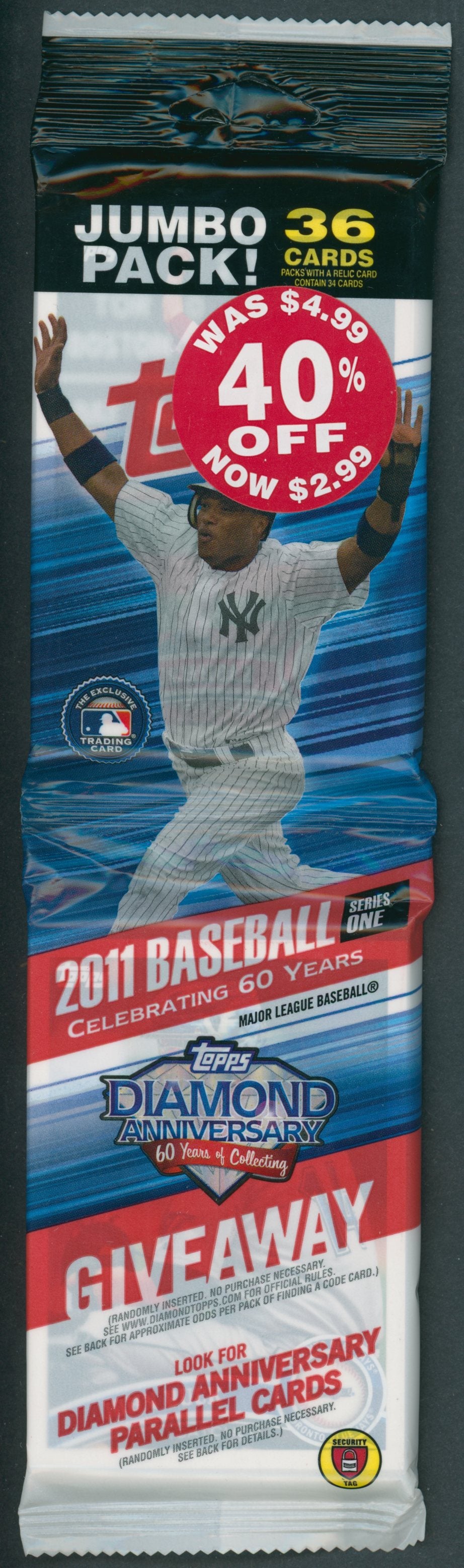 2011 Topps Baseball Unopened Series 1 Jumbo Pack (36)