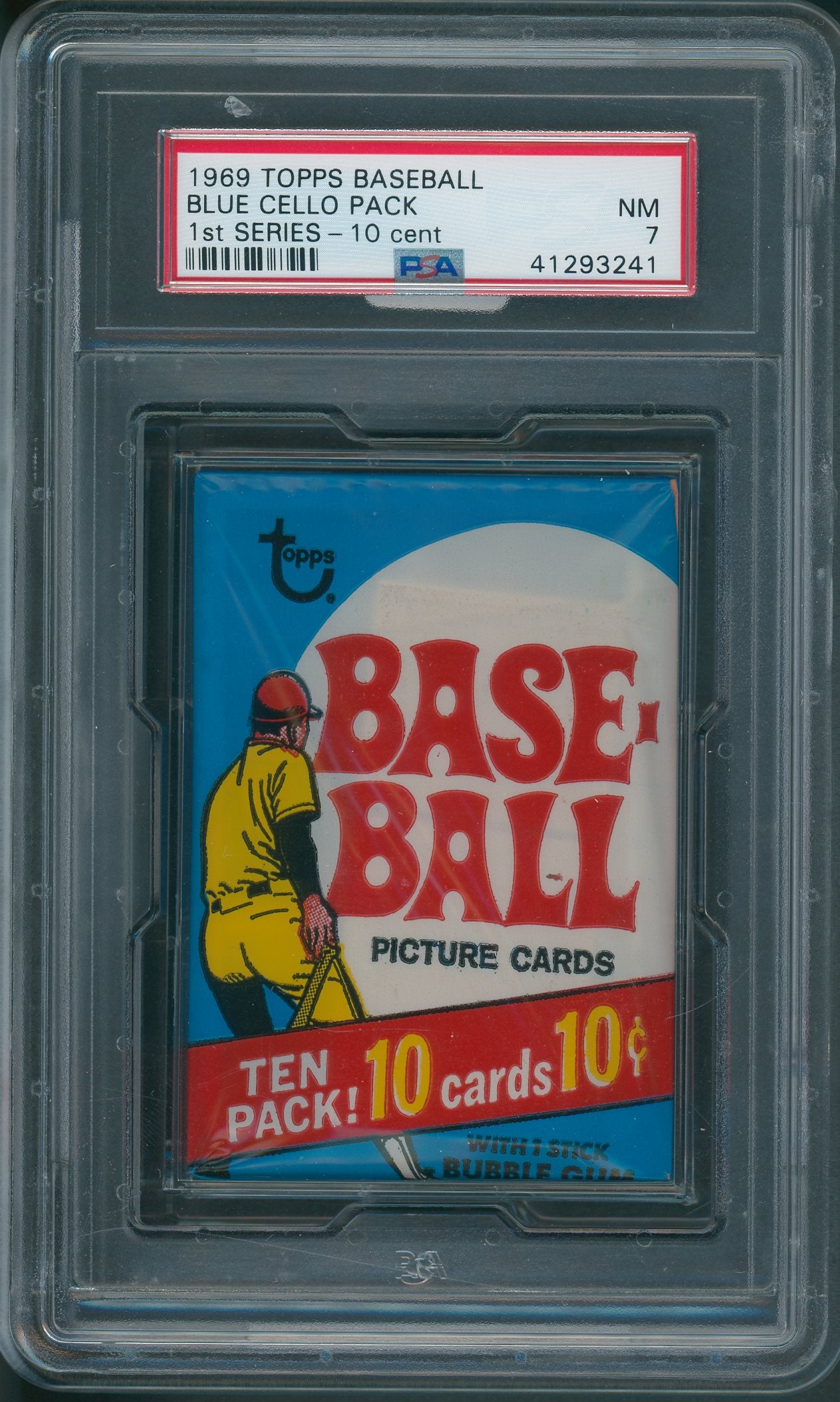 1969 Topps Baseball Unopened 1st Series 10 Cent Cello Pack PSA 7 (Blue)