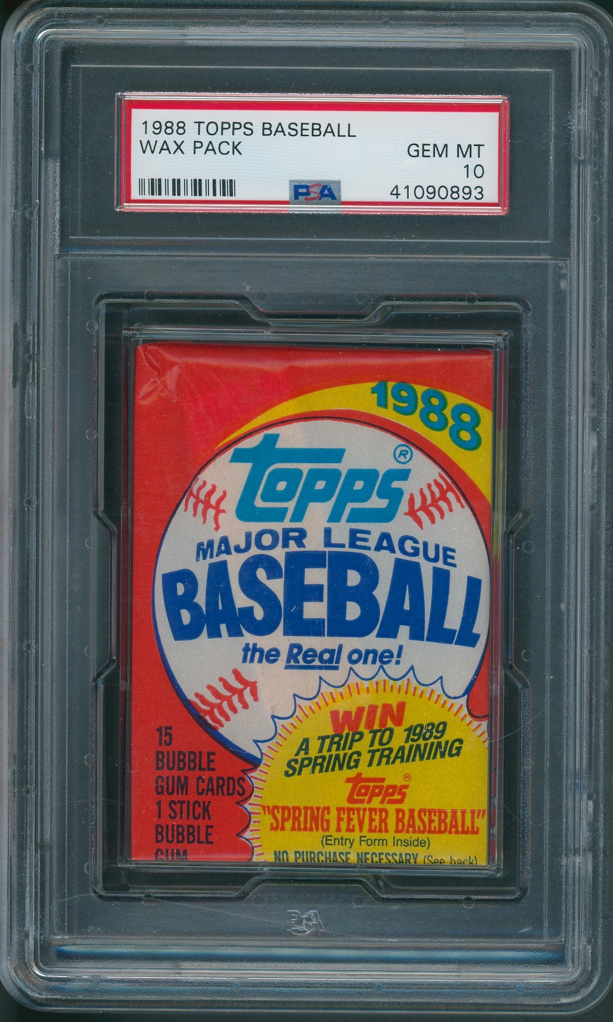 1988 Topps Baseball Unopened Wax Pack PSA 10