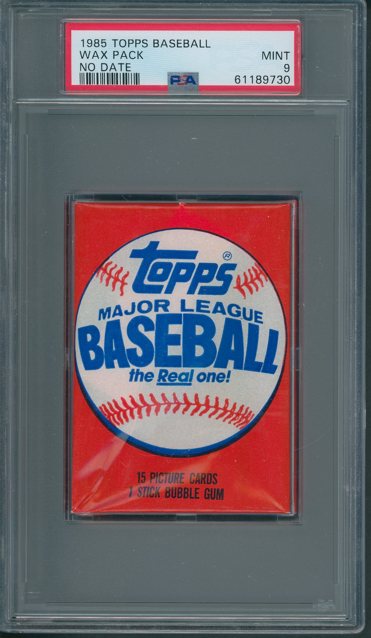 1985 Topps Baseball Unopened Wax Pack (No Date) PSA 9