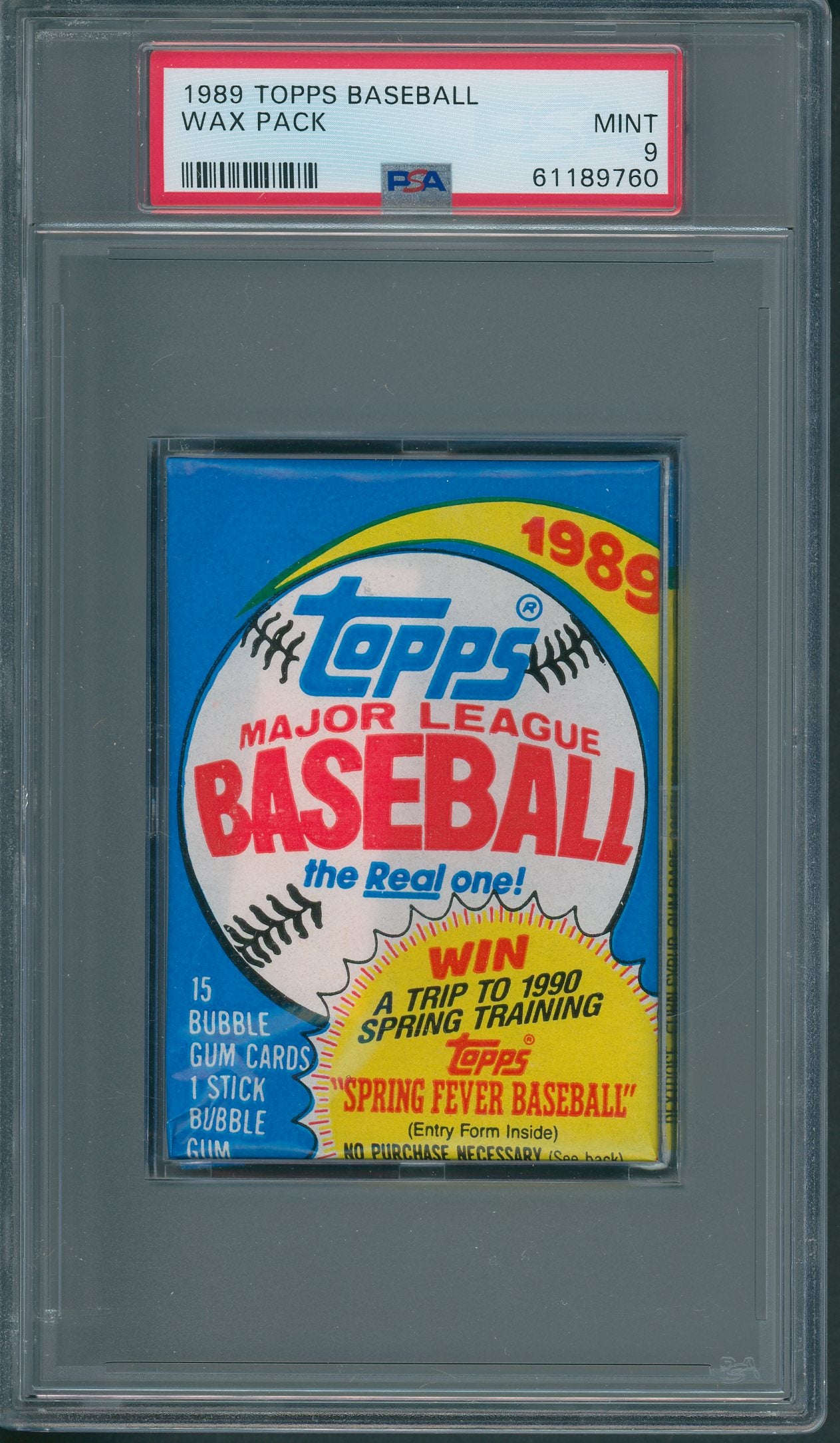 1989 Topps Baseball Unopened Wax Pack PSA 9