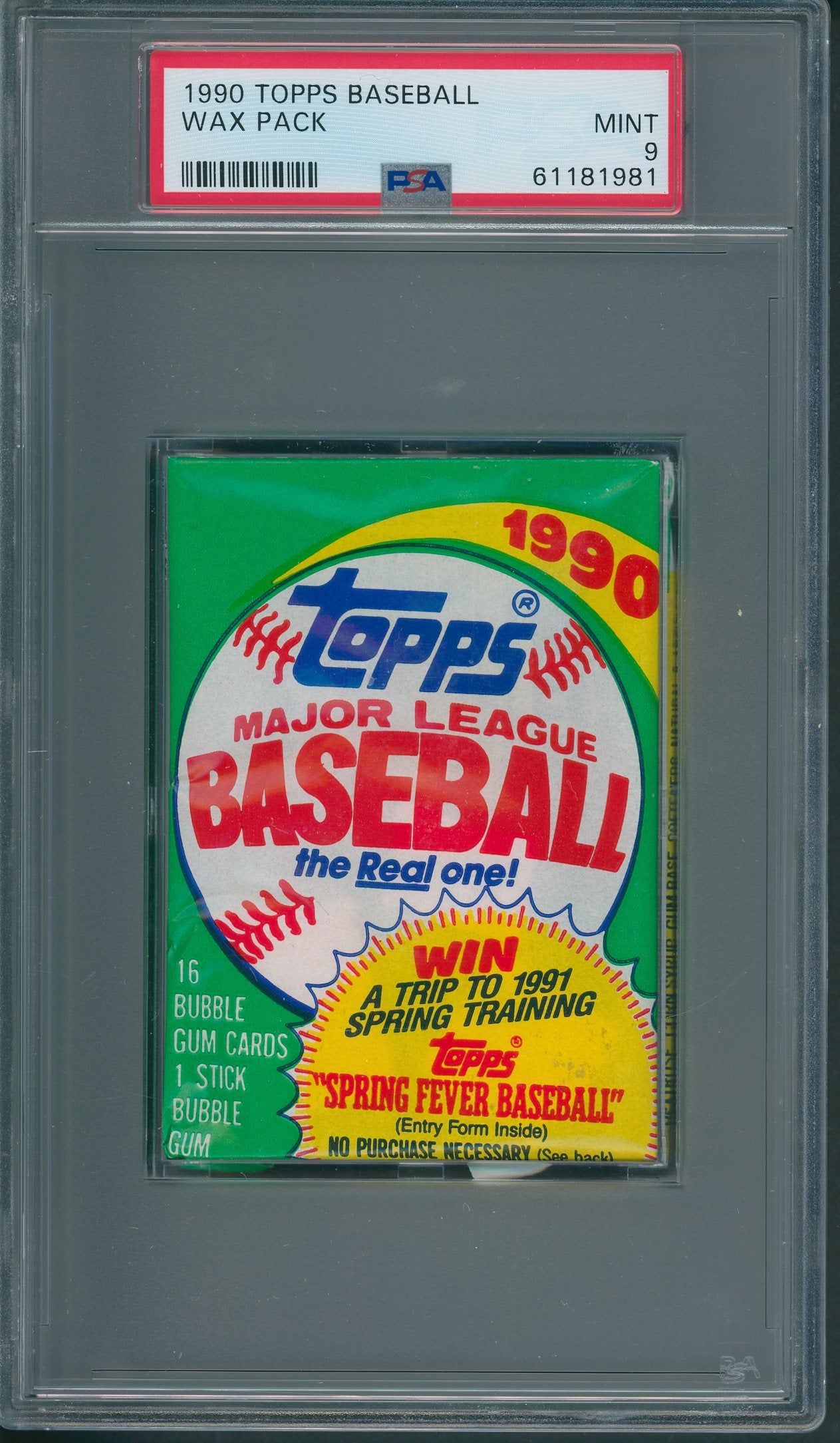 1990 Topps Baseball Unopened Wax Pack PSA 9