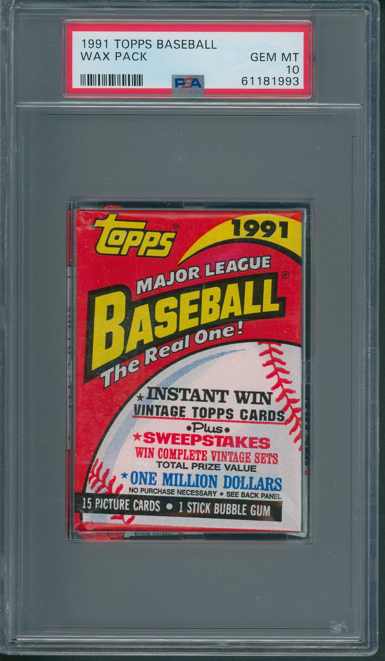 1991 Topps Baseball Unopened Wax Pack PSA 10