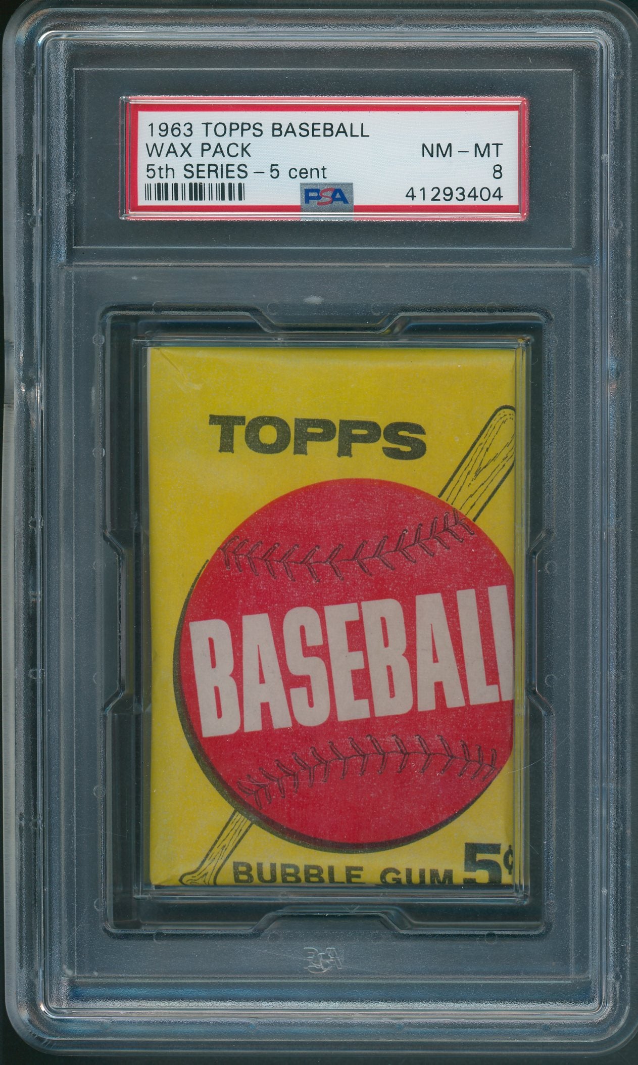 1963 Topps Baseball Unopened 5th Series Wax Pack PSA 8