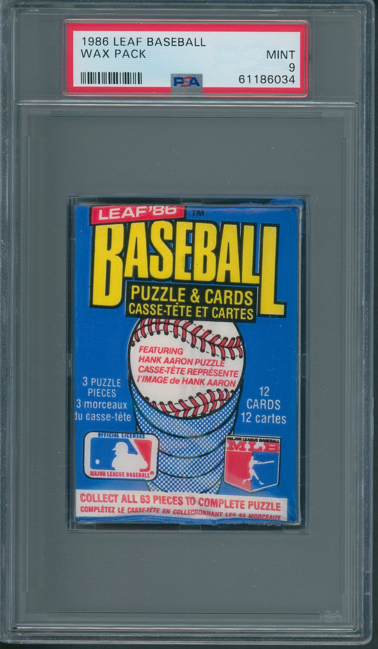1986 Donruss Leaf Baseball Unopened Wax Pack PSA 9