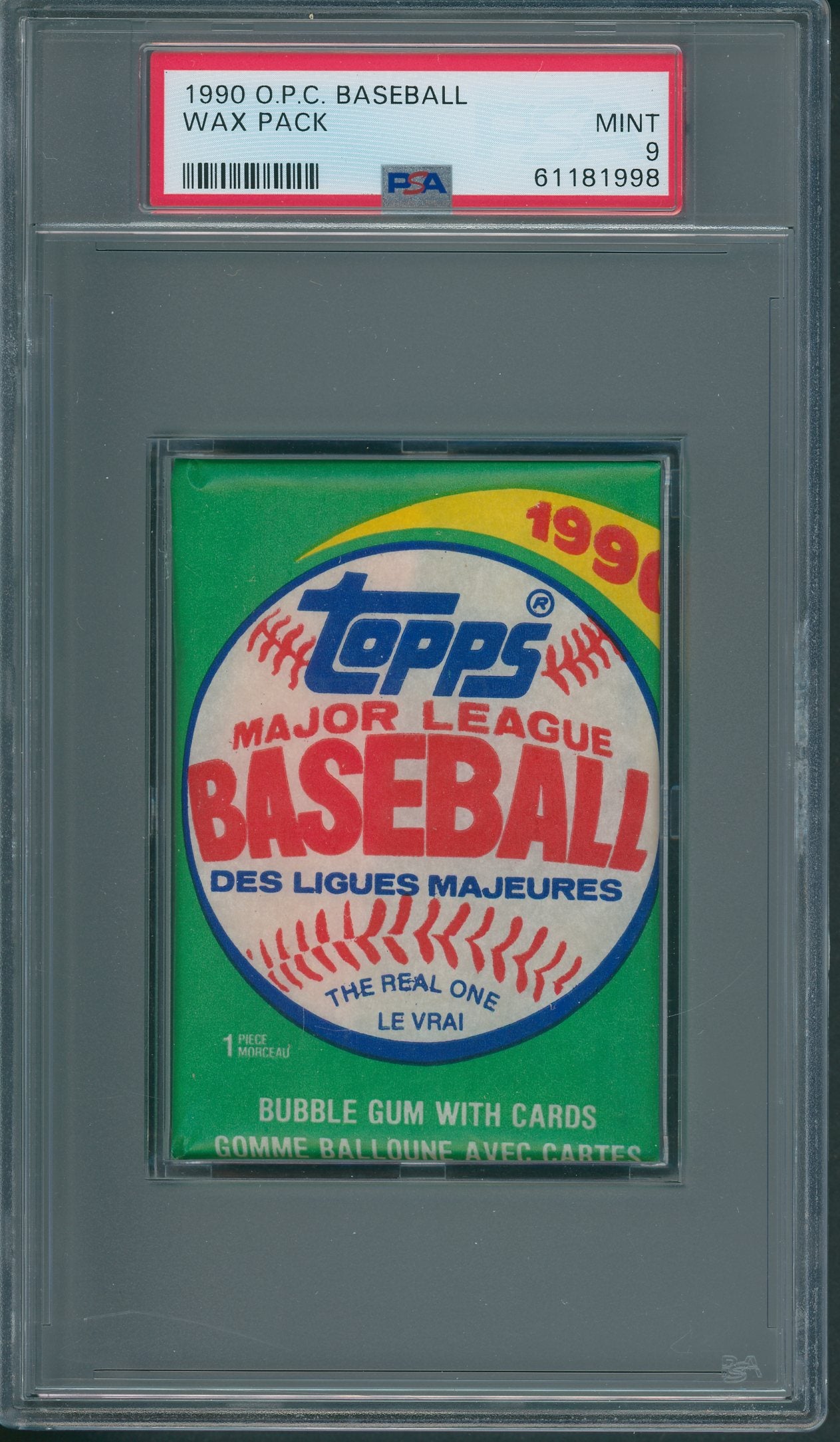 1990 OPC O-Pee-Chee Baseball Unopened Wax Pack PSA 9