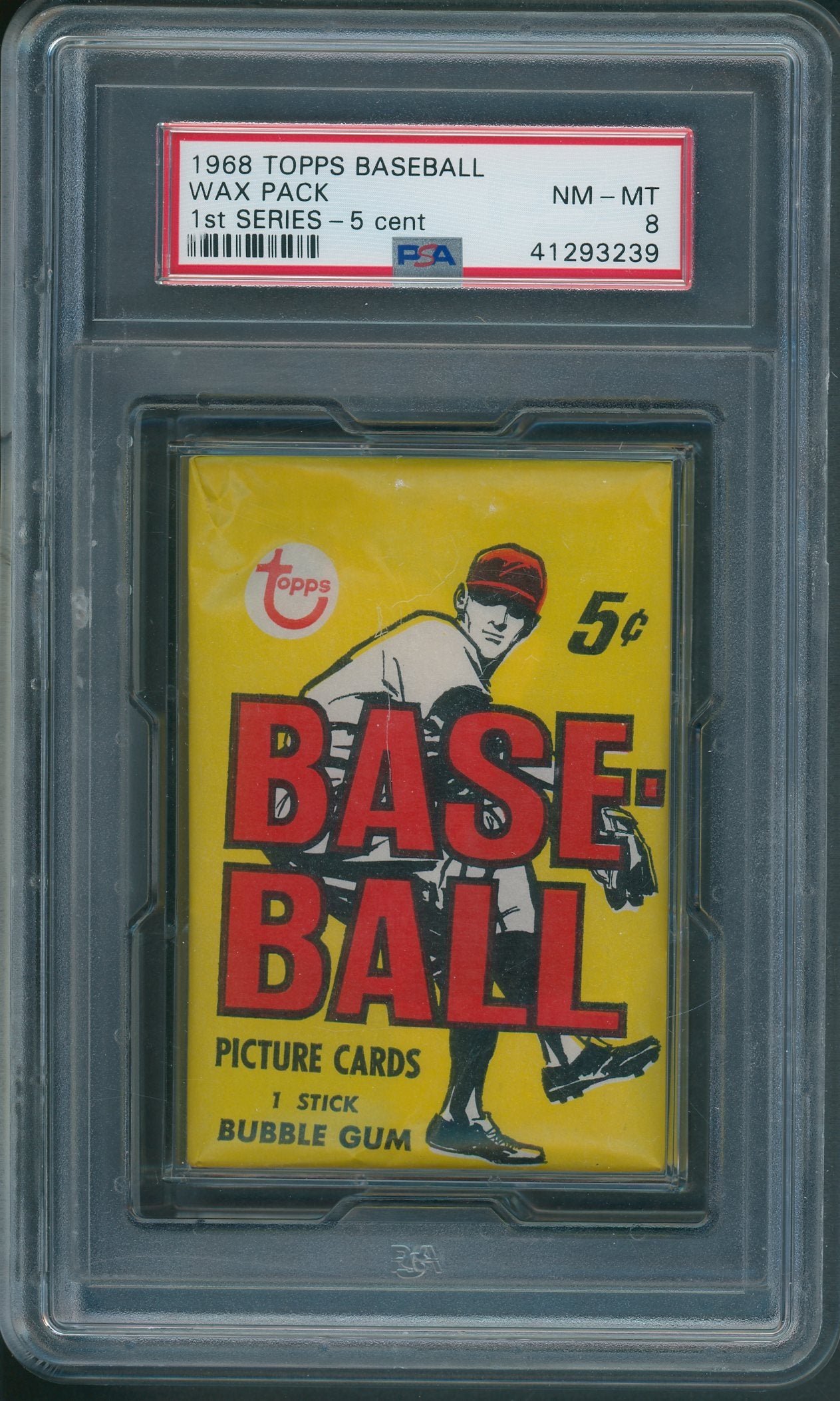 1968 Topps Baseball Unopened Wax Pack 1st Series PSA 8