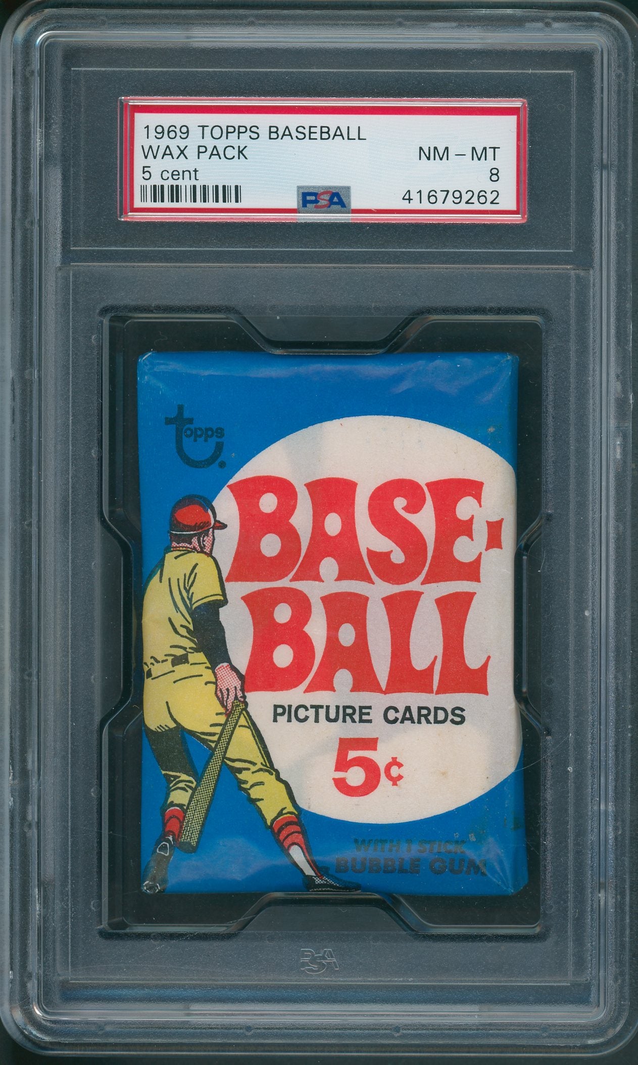 1969 Topps Baseball Unopened Wax Pack PSA 8