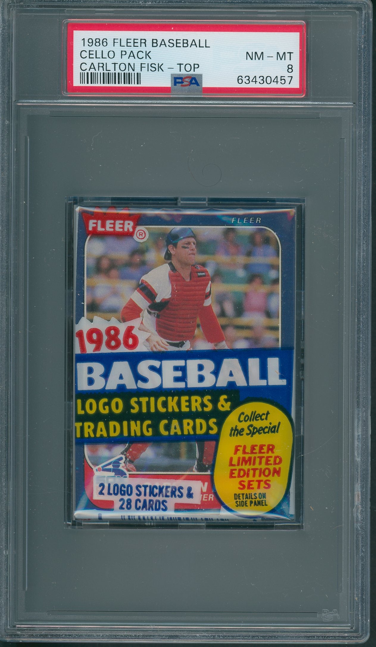 1986 Fleer Baseball Cello Pack Carlton Fisk Top PSA 8 *0457