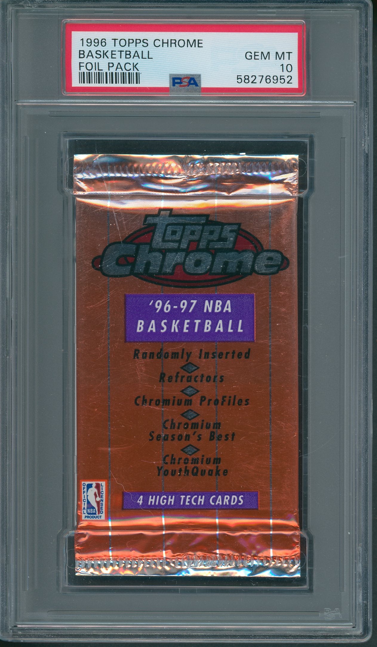 1996 Topps Chrome Basketball Unopened Foil Pack PSA 10