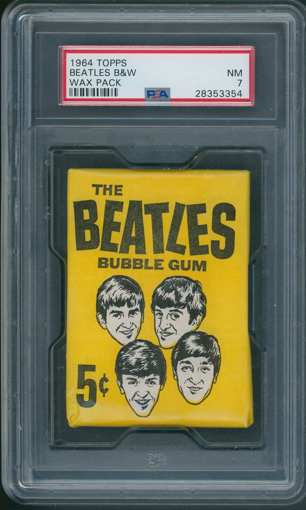 1964 Topps Beatles Black & White Unopened Wax Pack PSA 7 *3354