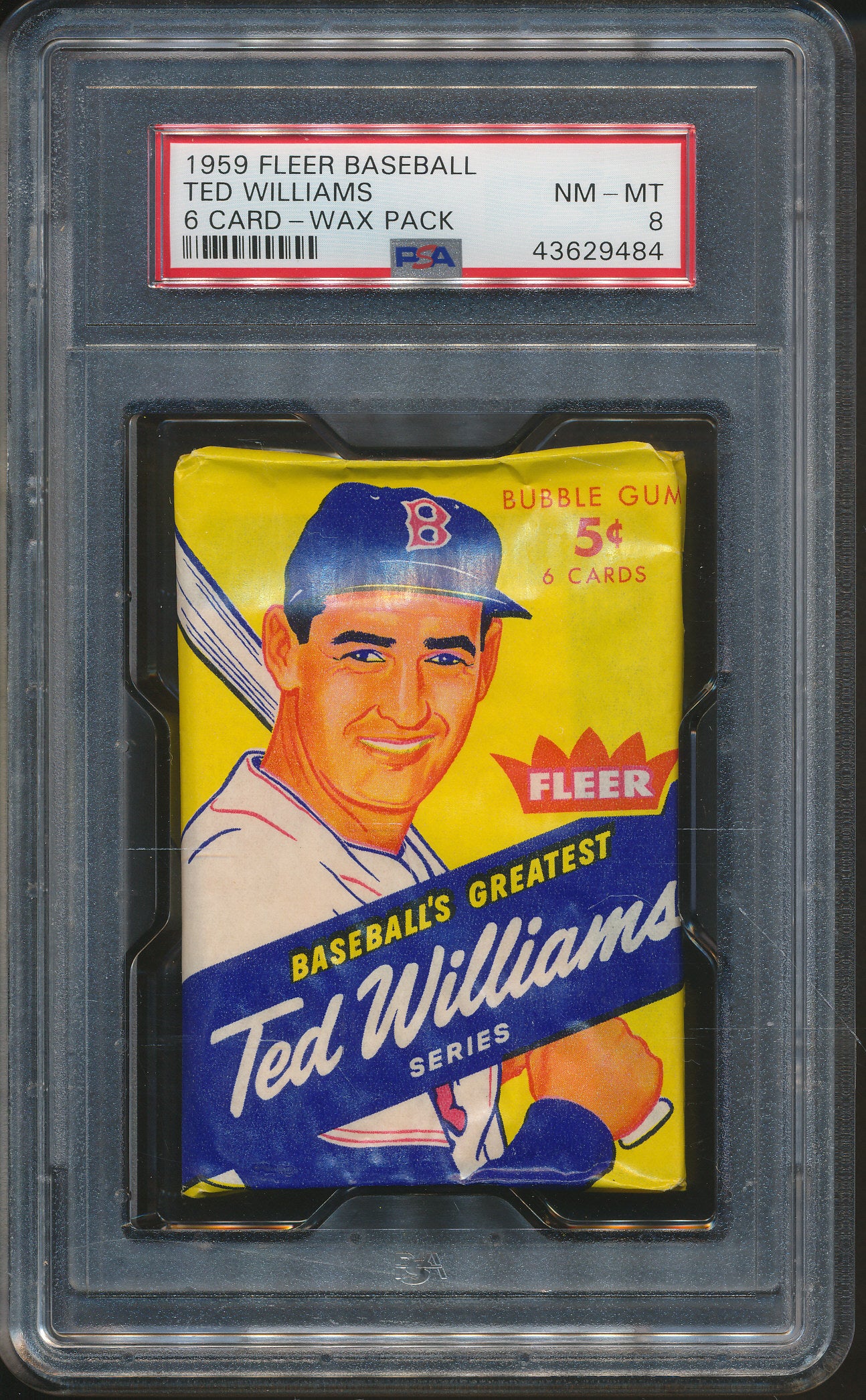 1959 Fleer Ted Williams Baseball Unopened Wax Pack PSA 8 (6 Card)