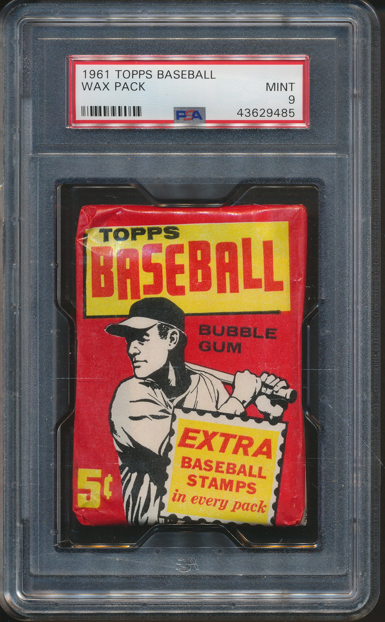 1961 Topps Baseball Unopened Wax Pack PSA 9