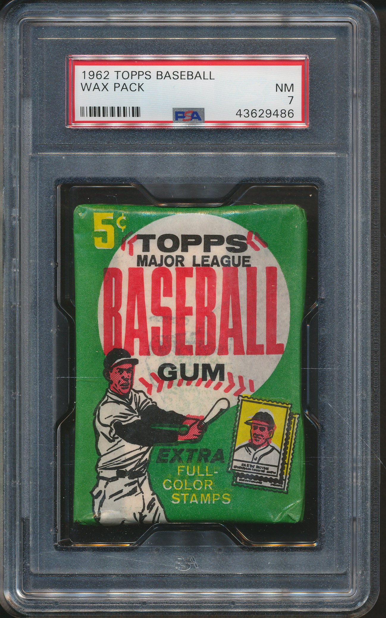 1962 Topps Baseball Unopened Wax Pack PSA 7