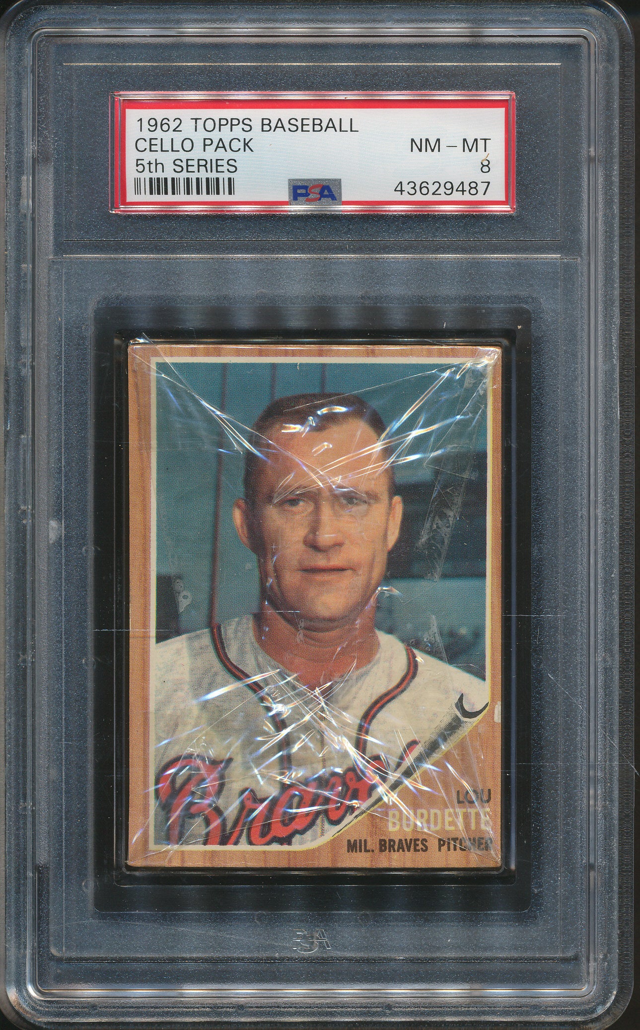 1962 Topps Baseball Unopened 5th Series Cello Pack PSA 8